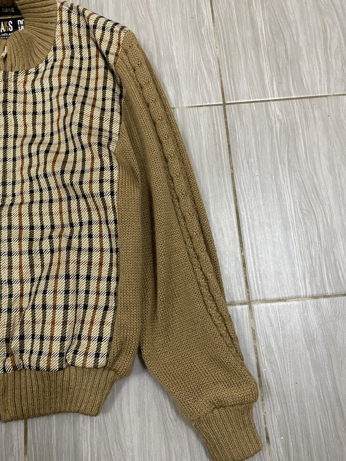 DAKS Vintage DAKS England Knit Bomber Jacket Plaid Panel Size US S / EU 44-46 / 1 - 4 Thumbnail