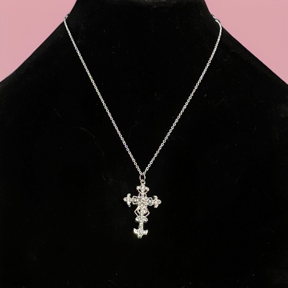 Other 925 silver filigree rhinestone cross pendant necklace Size ONE SIZE - 1 Thumbnail