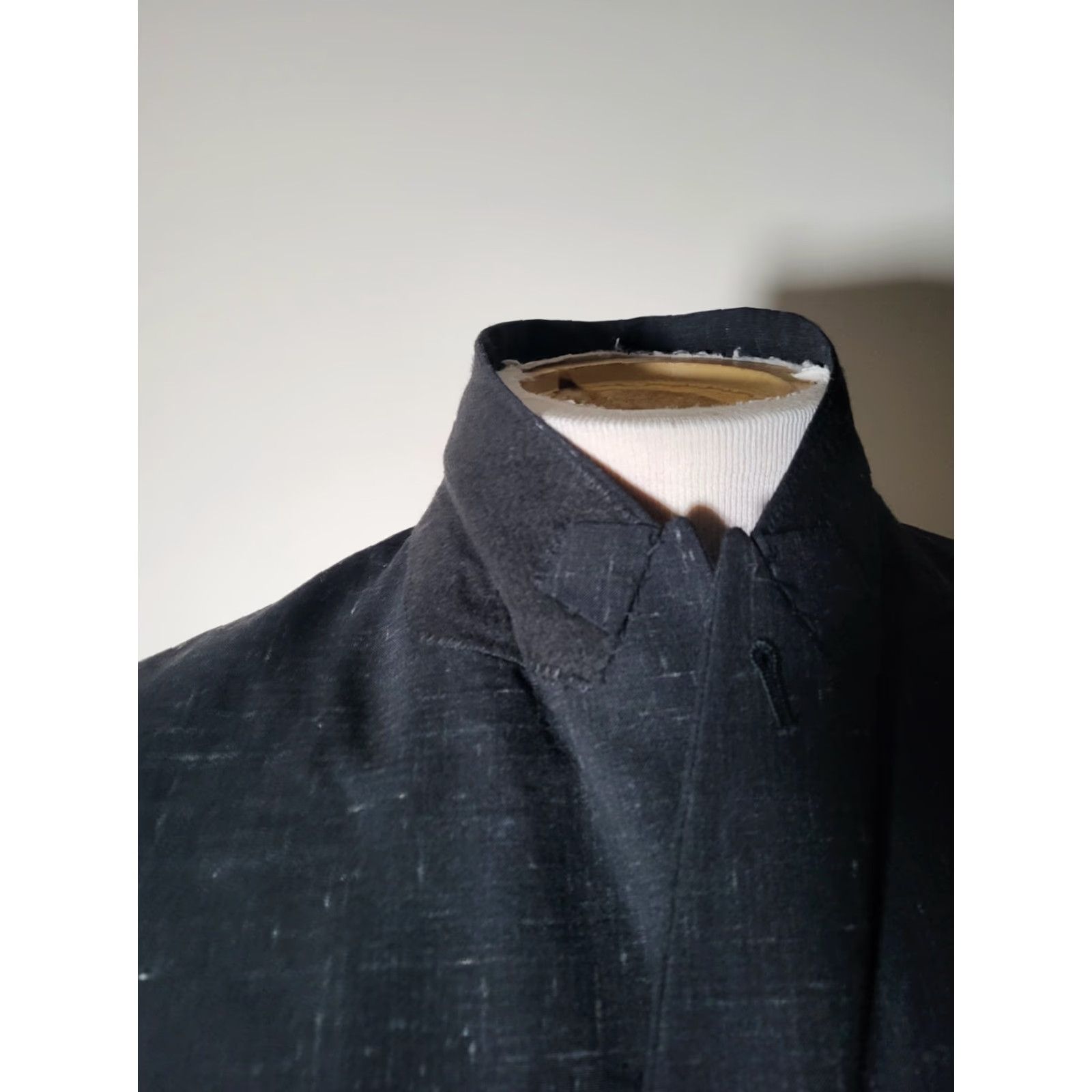 AllSaints 36R Double Breasted Blazer Jacket Coat Men Slim Wool Mohair Black Fleck Slub Peak Lapel Four-Button 360
