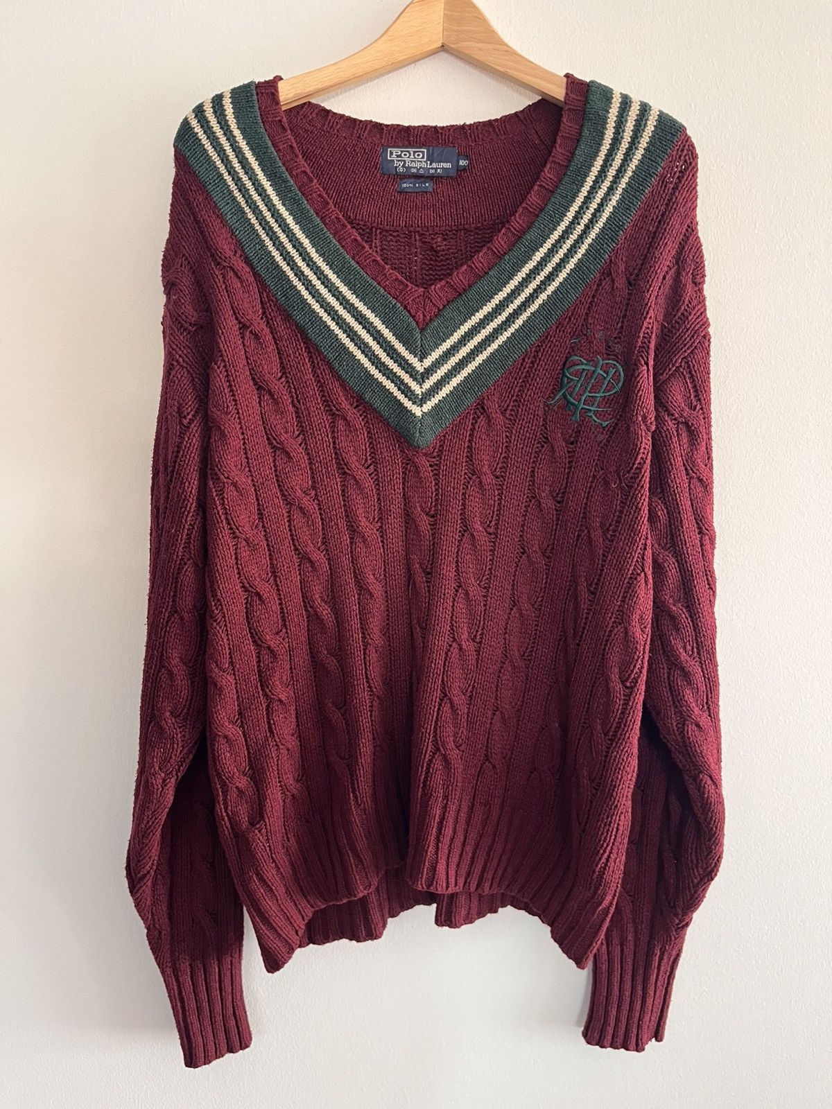 Polo Ralph Lauren Ralph Lauren - 80s Silk Cable-knit Sweater Size US L / EU 52-54 / 3 - 1 Thumbnail
