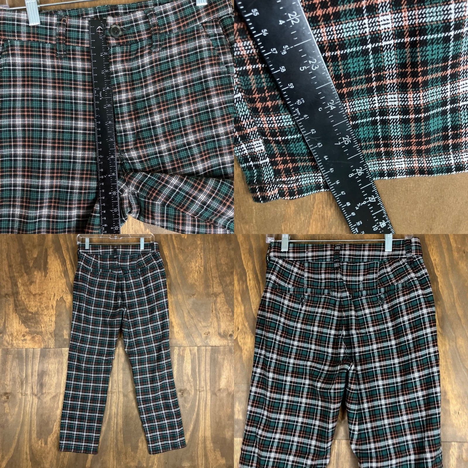 American Eagle Outfitters American Eagle Outfitters Women Pant Green Plaid Super High Rise Skinny Trousers 4 Regular Inseam 26.5 in Waist 29 in Size 27" / US 4 / IT 40 - 8 Thumbnail