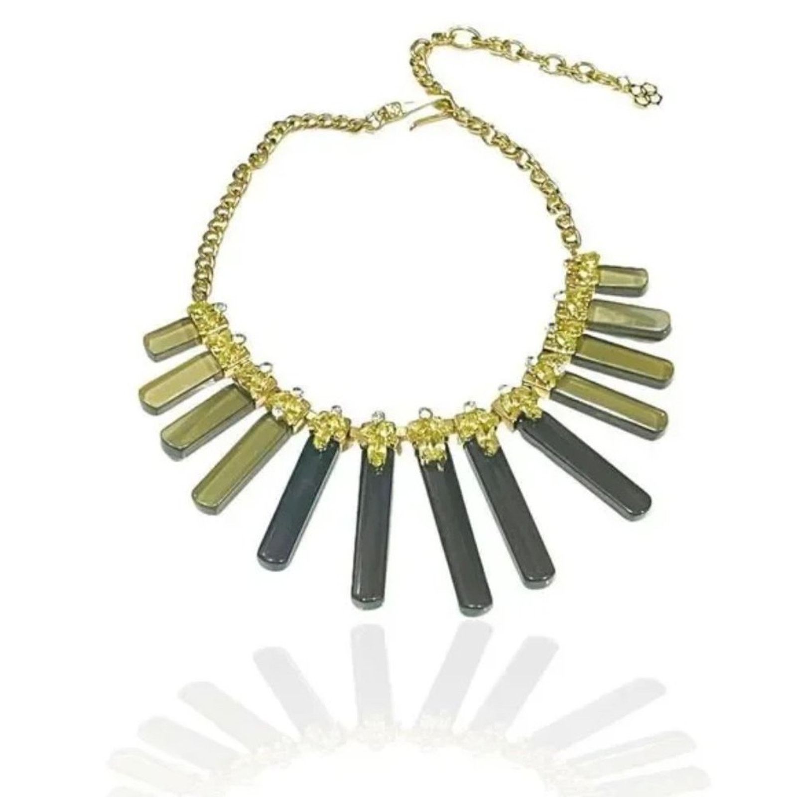 Ann Taylor ANN TAYLOR Smokey Quartz Fringe Stone Statement Necklace Size ONE SIZE - 3 Thumbnail