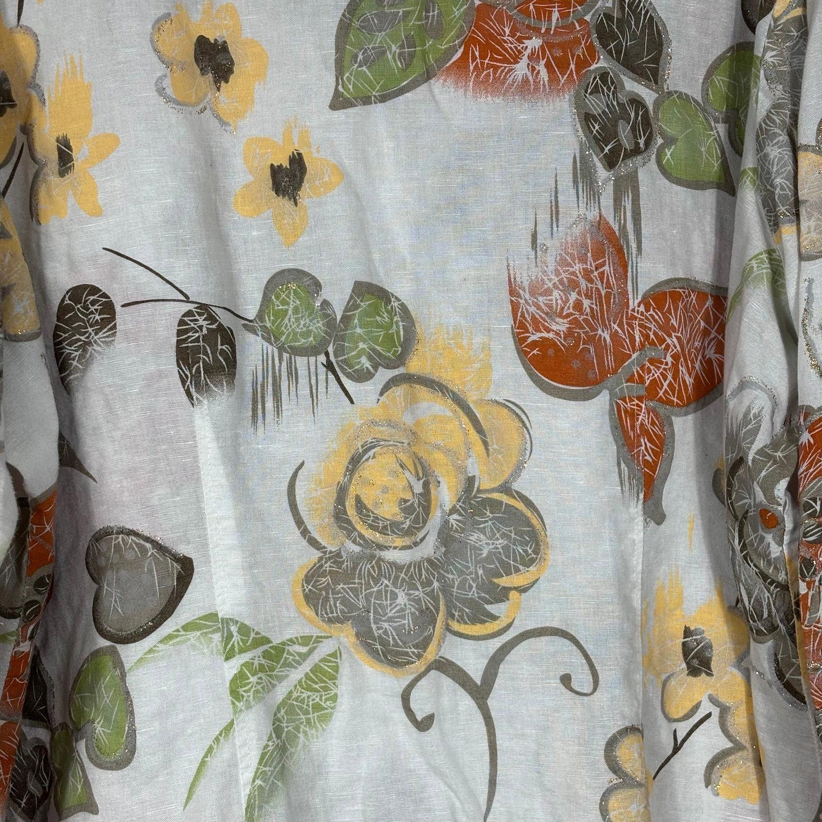 Harve Benard Harvé Benard Women's Floral Button-Up Shirt Size 2X Size XXL / US 16-18 / IT 52-54 - 7 Thumbnail
