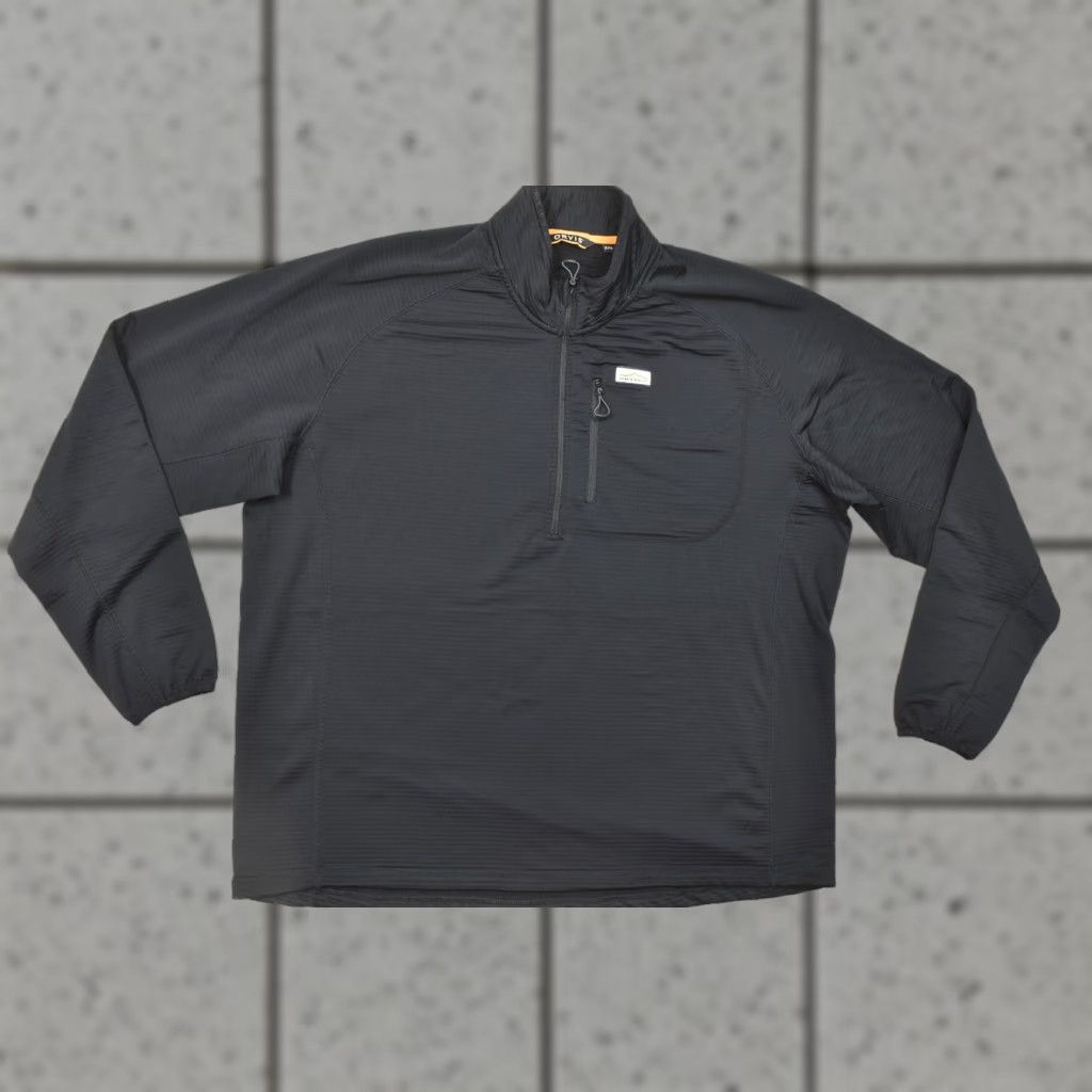 Orvis Orvis PRO Half Zip Fleece Pullover Jacket Mens Black 2XL Textured Grid Backing P Pullover Sweater Winter Fall Spring Regular Zip Front Zipper Capstone Size US XXL / EU 58 / 5 - 1 Thumbnail