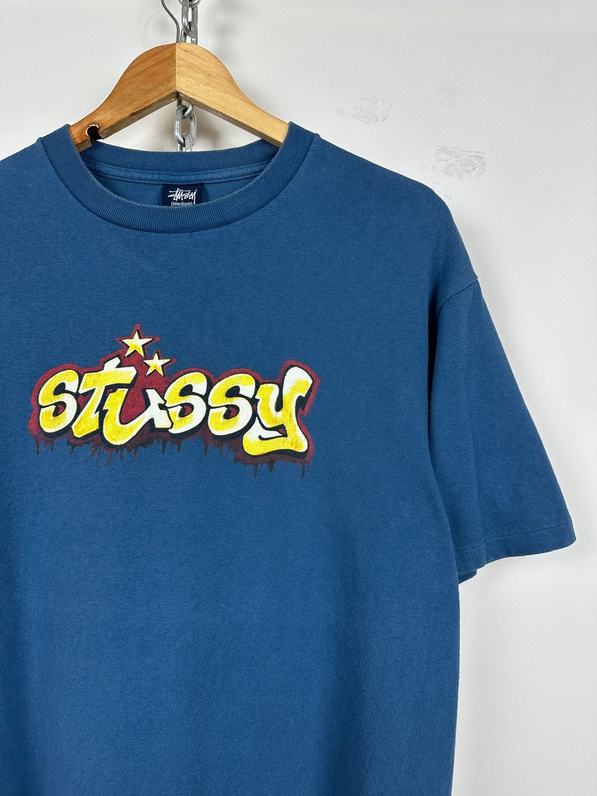 Stussy 00s Vintage Stussy Graphic Logo Single Stitch Blue T-Shirt Size US M / EU 48-50 / 2 - 5 Thumbnail