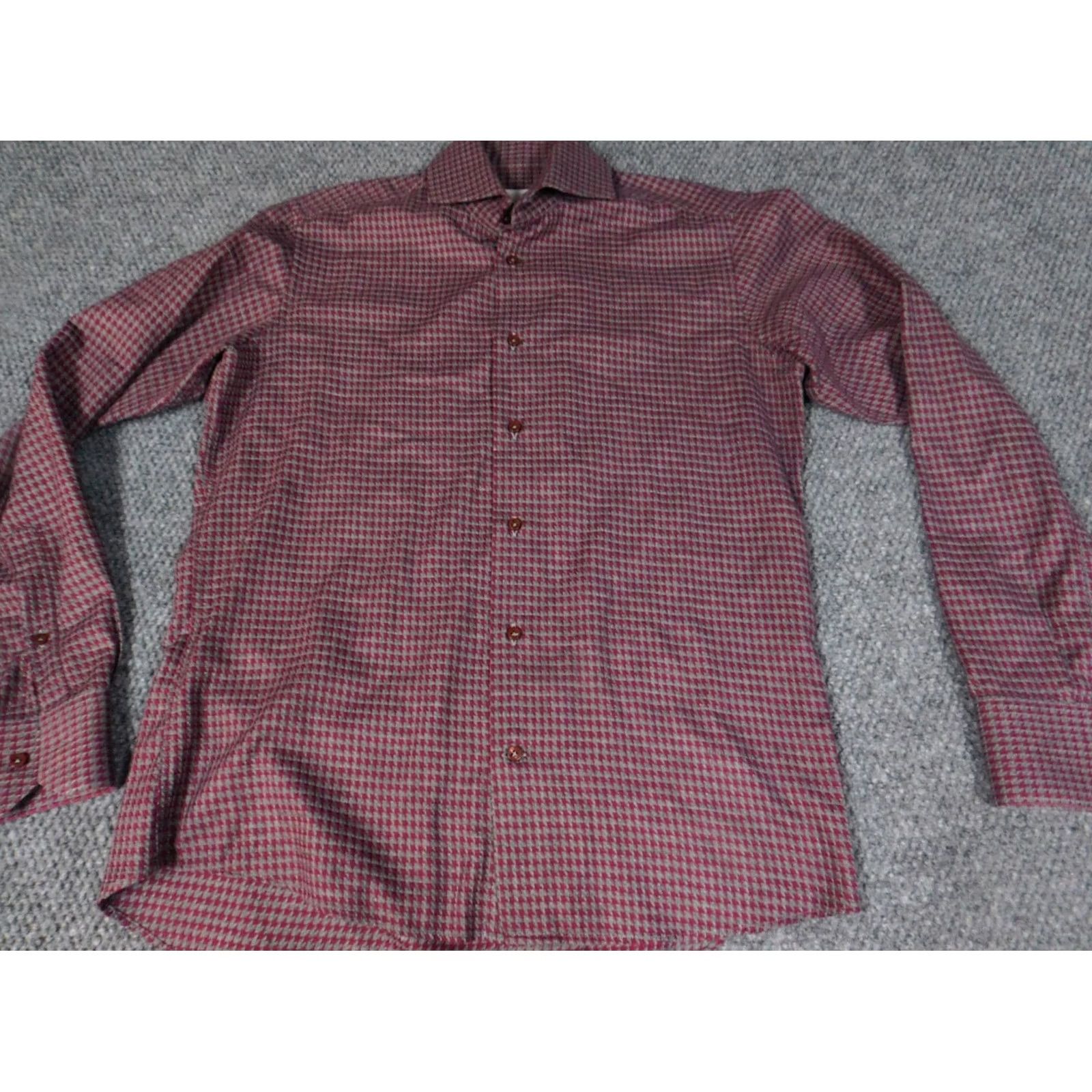 Vintage Diverso London Mens Shirt Medium Red Button-Down Knit Plaid Long Sleeve Regular with Pockets Size US M / EU 48-50 / 2 - 3 Thumbnail