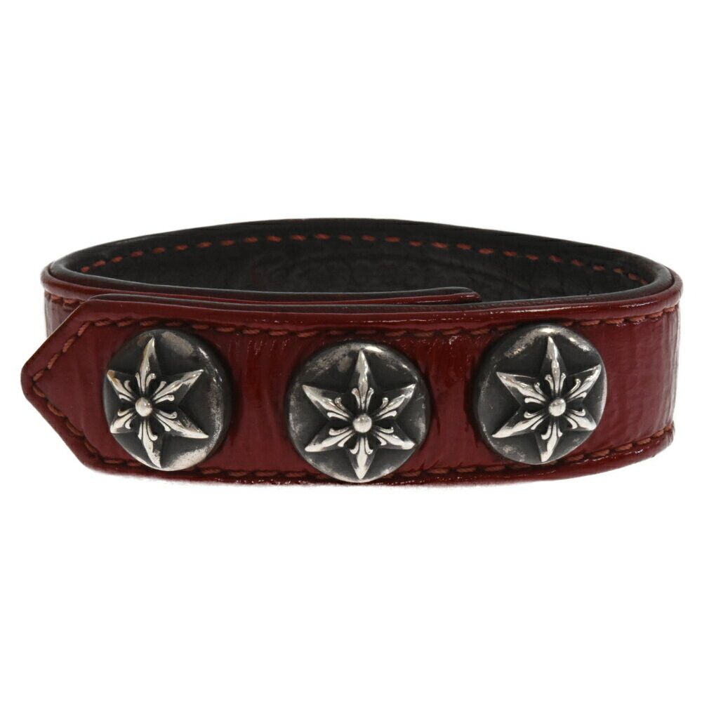 Pre-owned Chrome Hearts Three Star Button Bracelet In Red