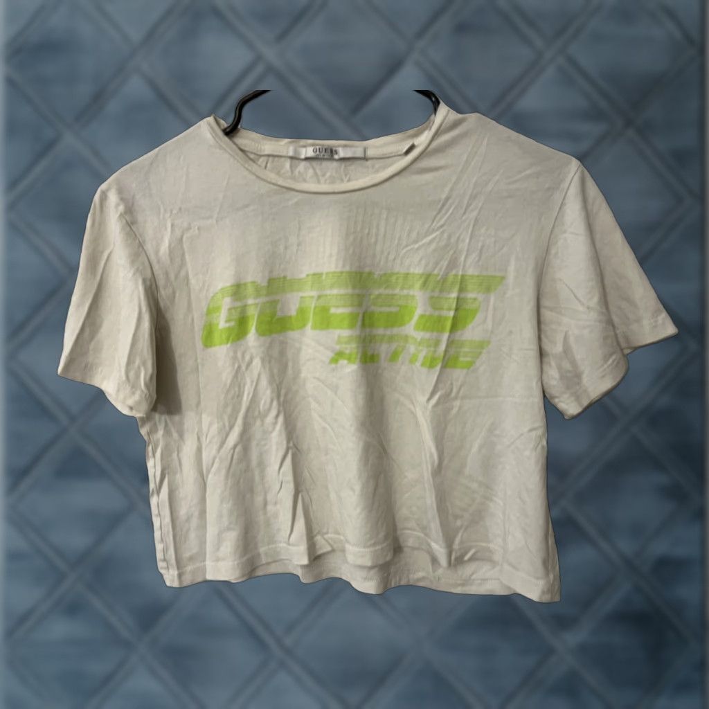 Guess Guess Active Spell Out Micro Crop Top Tee Short Sleeve Black Sz Small Crew Neck Size S / US 4 / IT 40 - 1 Thumbnail