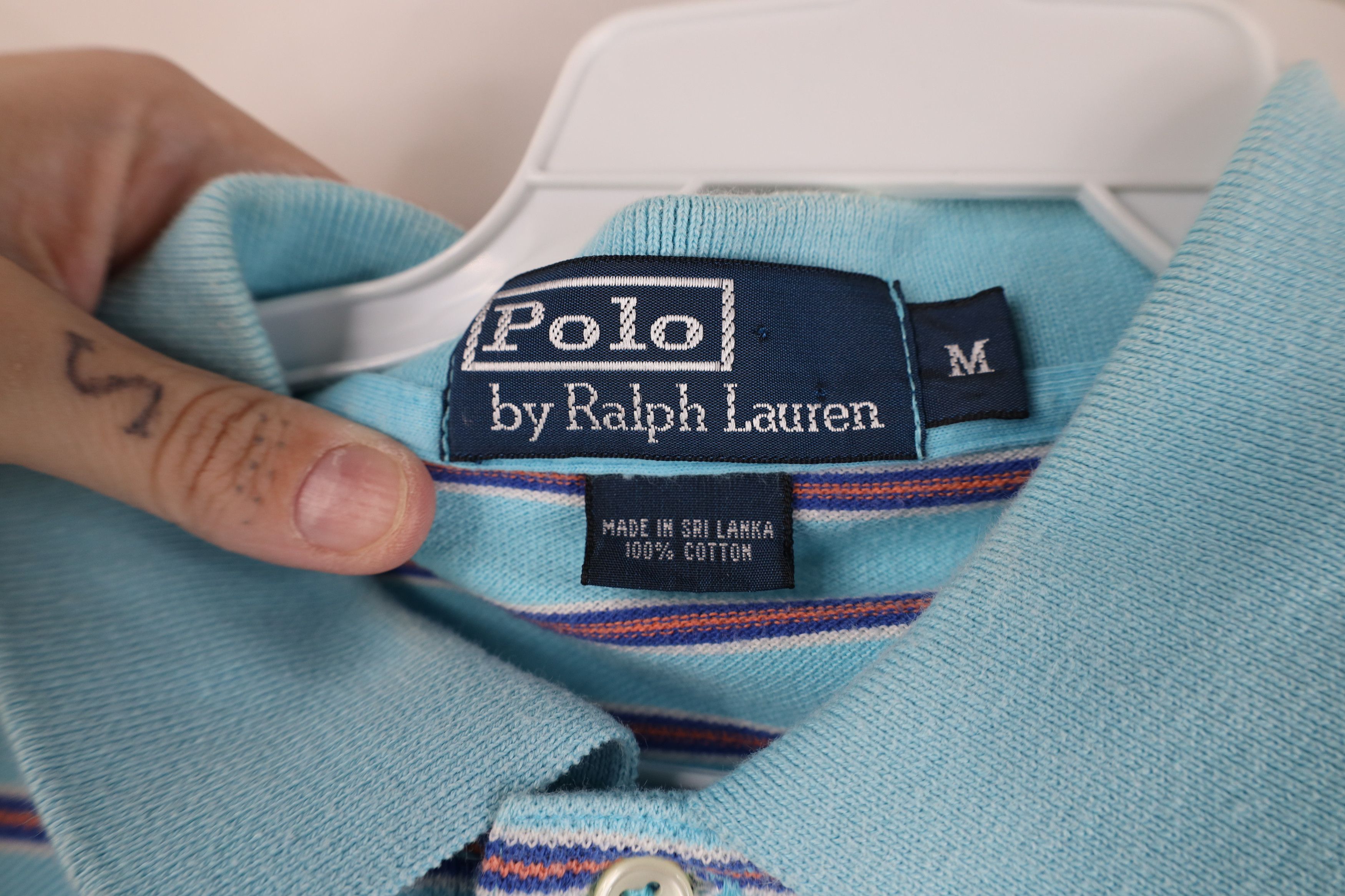 Ralph Lauren Vintage 90s Ralph Lauren Striped Cotton Knit Golf Polo Blue Size US M / EU 48-50 / 2 - 10 Thumbnail