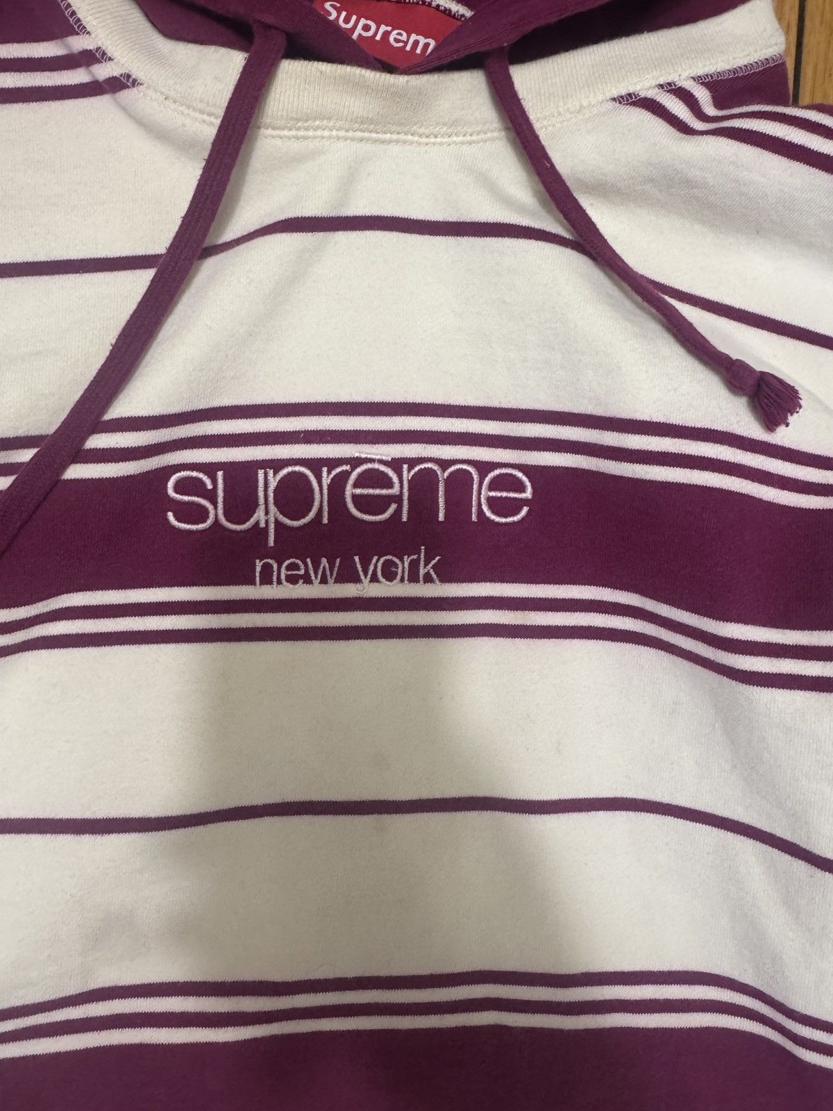 Supreme Supreme F/W16 Striped Hooded Crewneck Classic Logo Size US M / EU 48-50 / 2 - 2 Thumbnail