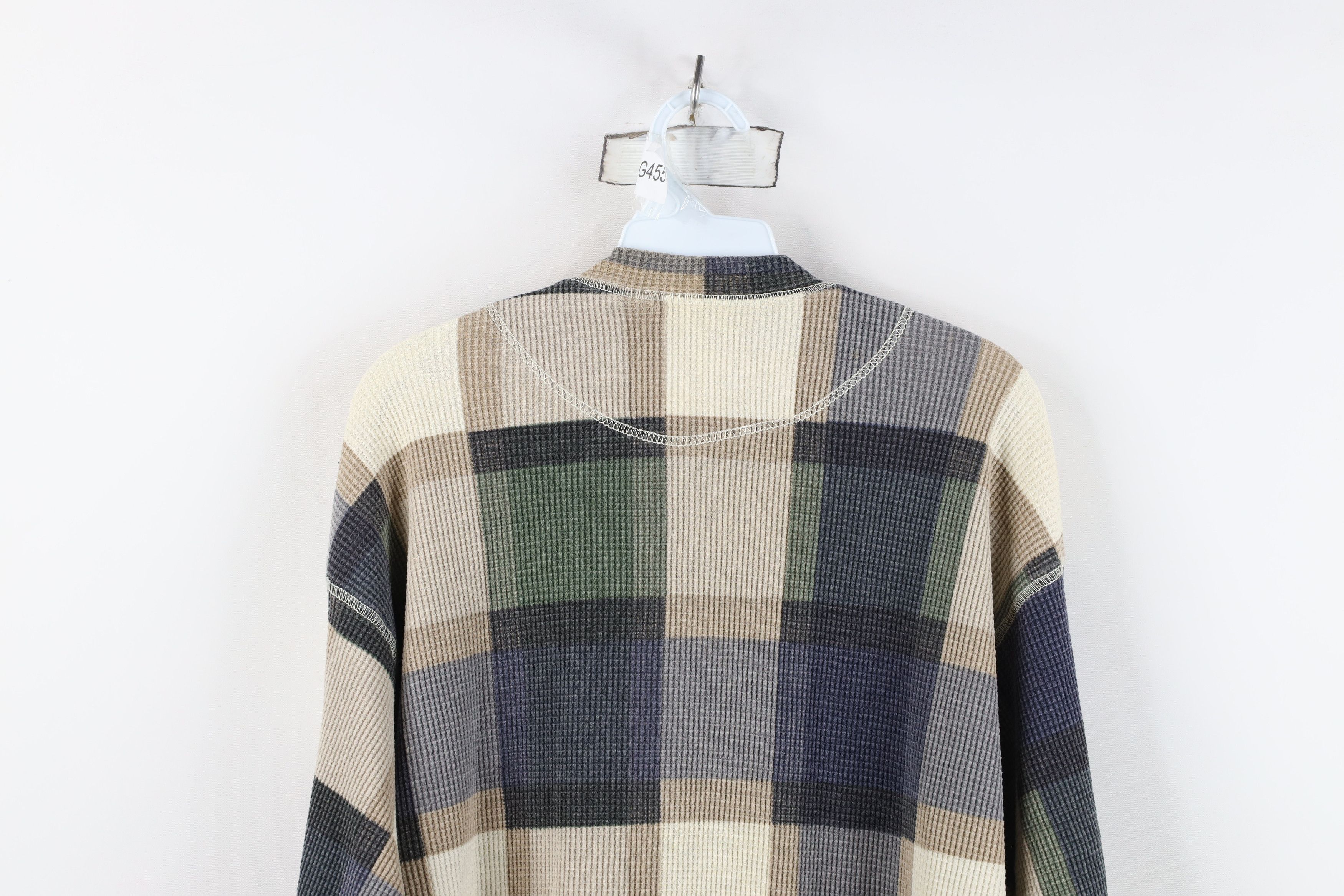 Vintage Vintage 90s IOU Waffle Knit Long Sleeve Henley T-Shirt USA Size US M / EU 48-50 / 2 - 14 Thumbnail