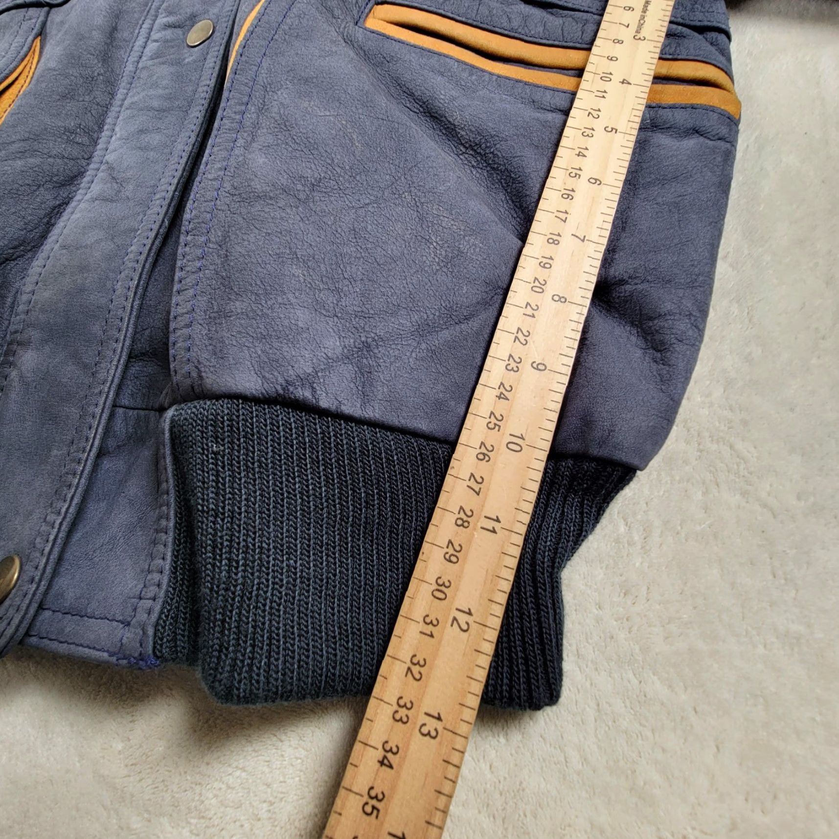 Vintage VINTAGE Outbrook Blue Leather Bomber Jacket Womens XS Oversized 80s 90s Retro Classic School USA Alloy Zipper Snap Size XS / US 0-2 / IT 36-38 - 6 Thumbnail