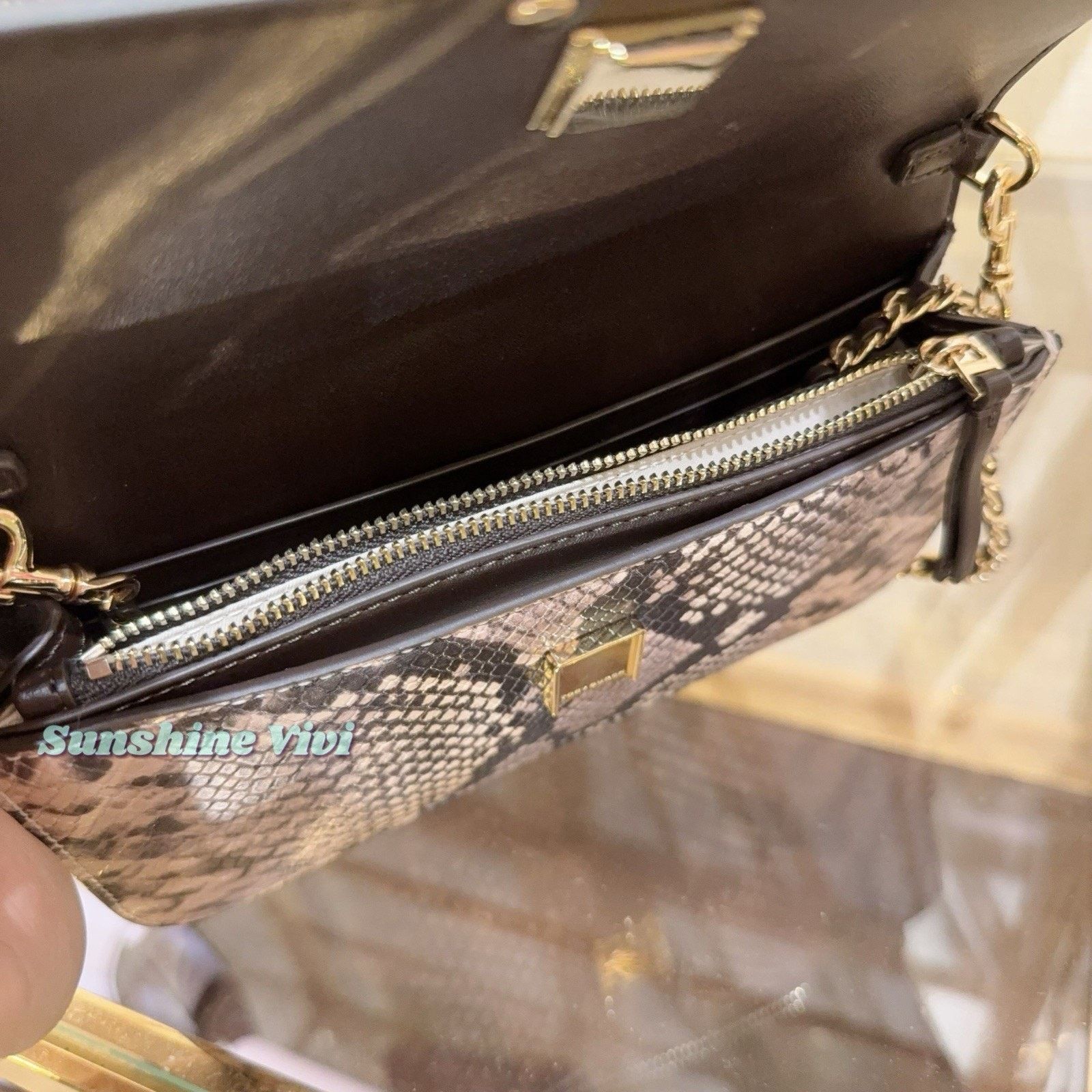 Tory Burch NWT Tory Burch BRITTEN SNAKE EMBOSSED WRISTLET SHELL PINK Size ONE SIZE - 3 Thumbnail