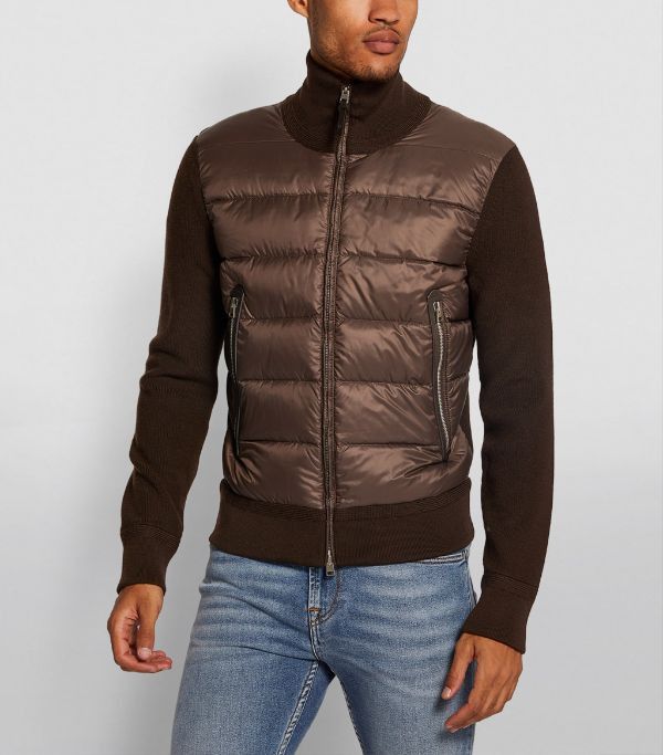 Tom Ford o1w1db10824 Padded-Front Zip-Up Jacket in Dark Brown Size US L / EU 52-54 / 3 - 3 Thumbnail