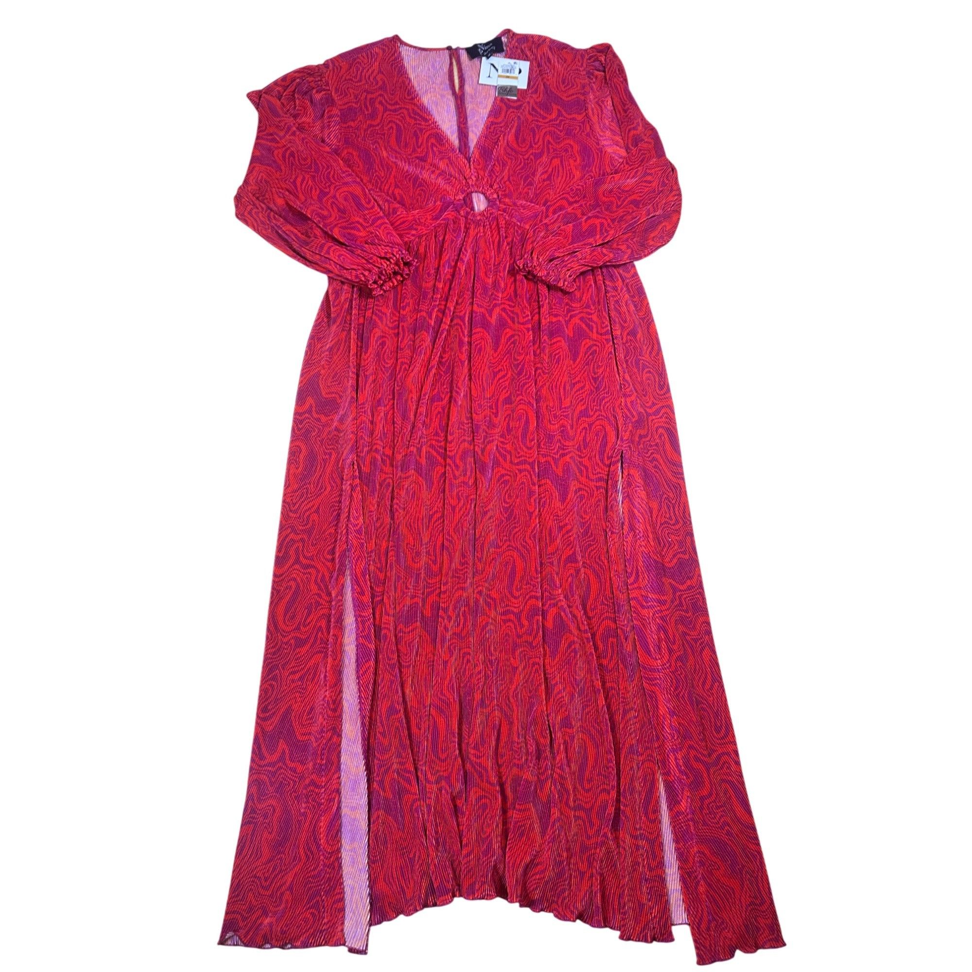 Other Nina Parker Prism Maxi Dress 3X Keyhole Pleated Orange Pink Size 3XL / US 20-22 - 4 Thumbnail