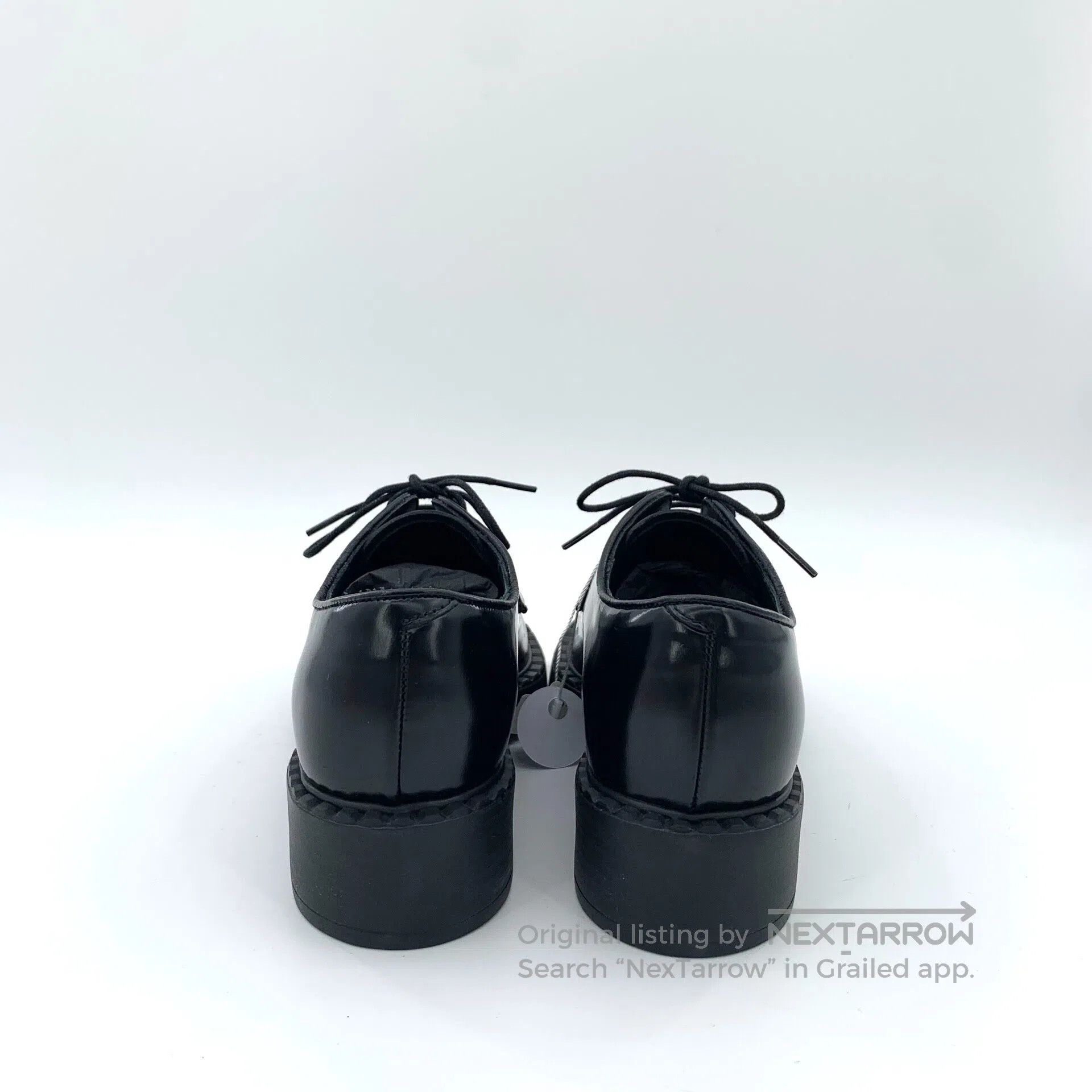 Prada Prada Black Leather Laced Casual Flat Loafers| Size US 4.5 / IT 34.5 - 4 Thumbnail