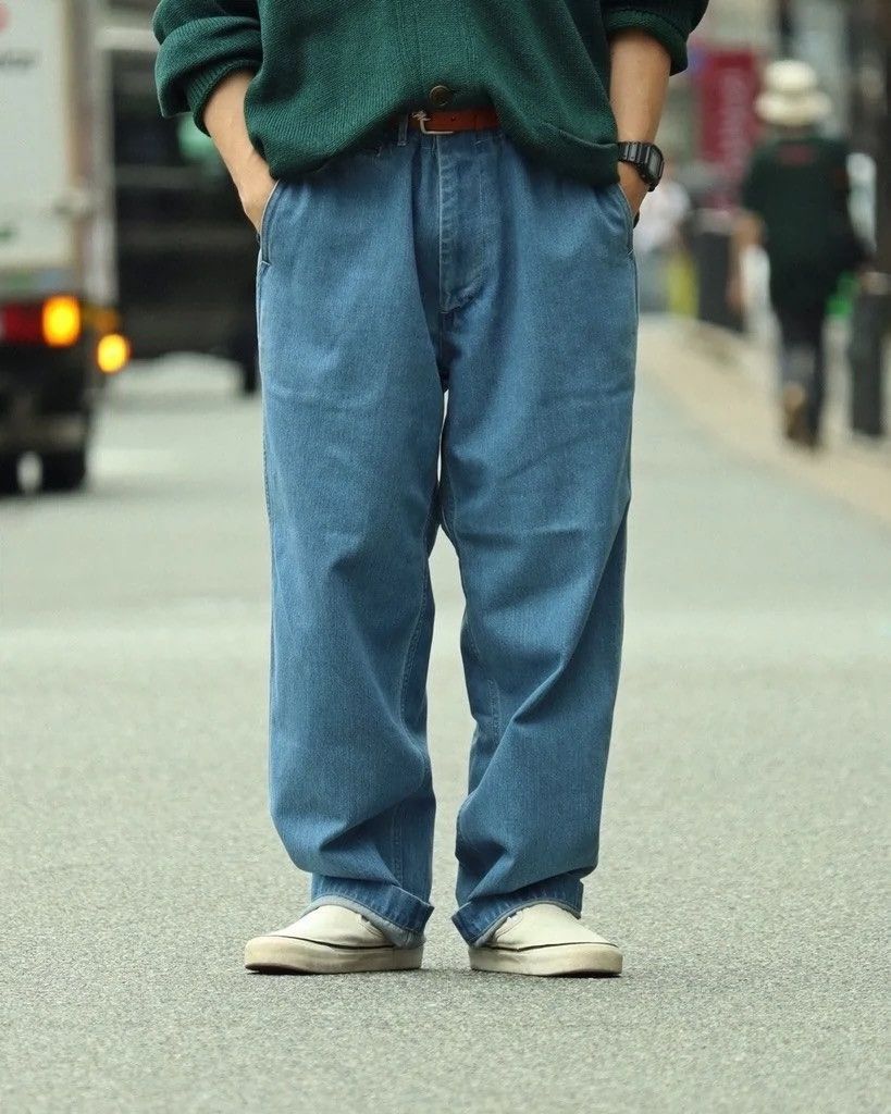 nanamica FW 23- Wide Denim Pants - Indigo Bleached