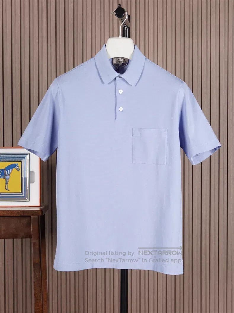 Hermes Hermes Light Grey Blue Short Sleeve Polo Size US S / EU 44-46 / 1 - 1 Thumbnail