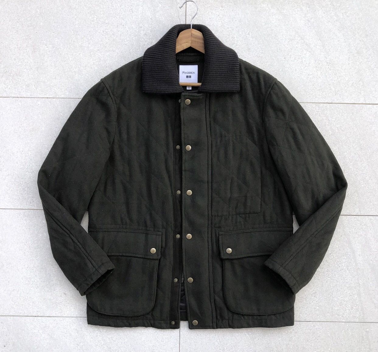 JW Anderson × Uniqlo Uniqlo x JW Anderson Green Wool Blended Quilted Jacket Men's Size US L / EU 52-54 / 3 - 1 Thumbnail