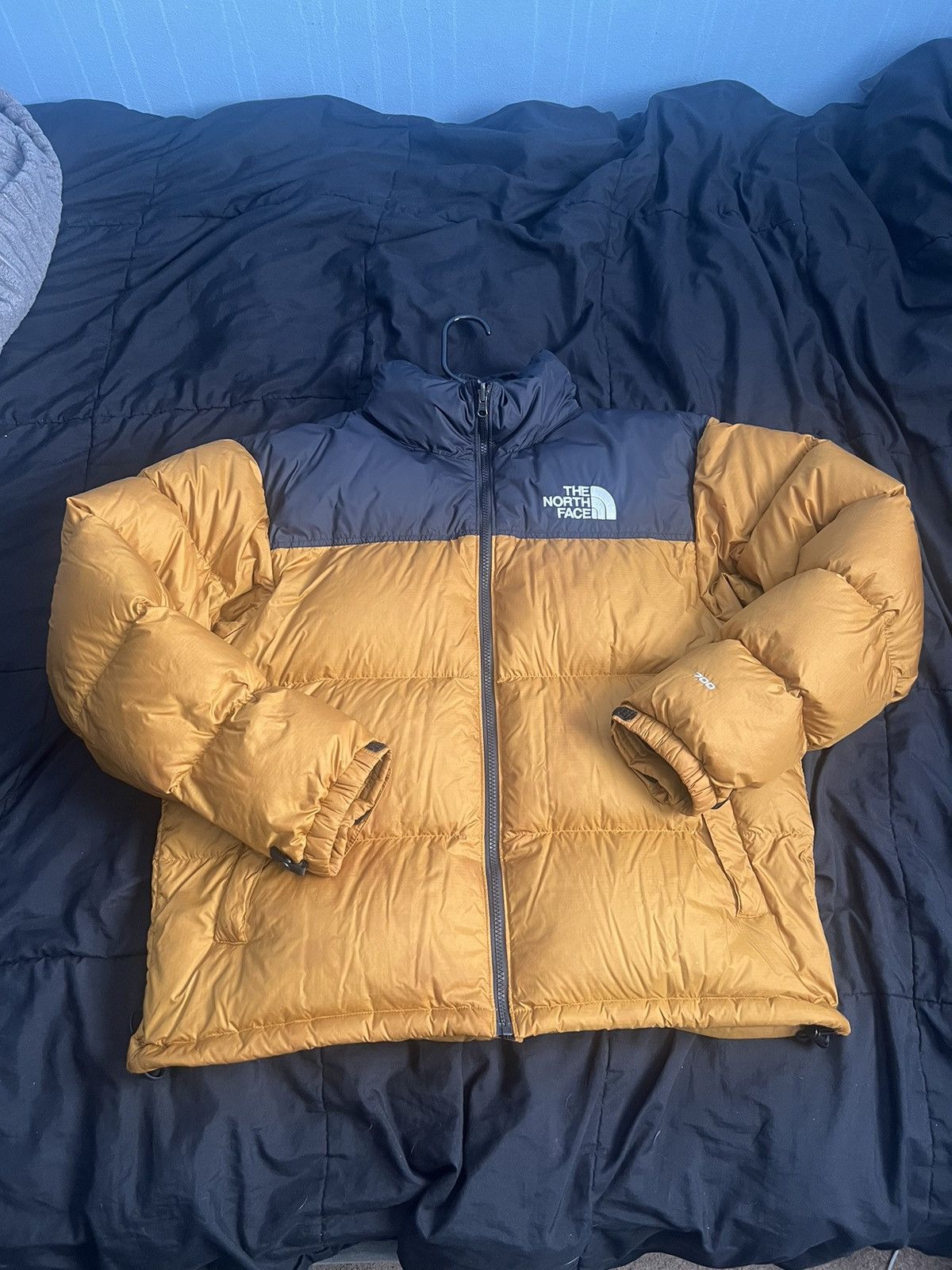 image of The North Face 1996 Retro Nuptse Puffer Jacket in Brown/Yellow, Men's (Size Large)