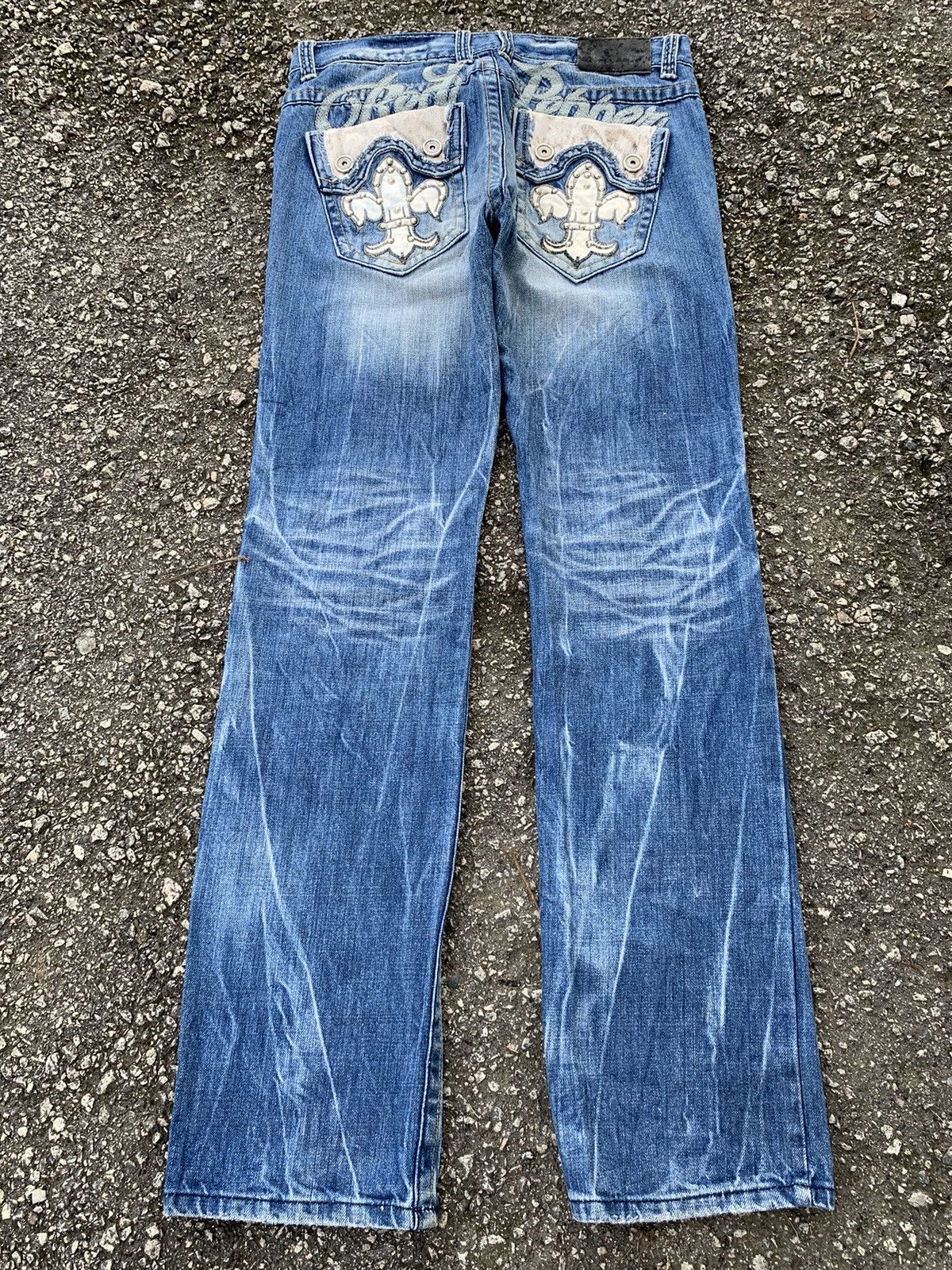 If Six Was Nine × Le Grande Bleu (L.G.B.) RED PEPPER JAPANES FADED & RUSTY PUNK STYLE DISTRESSED DENIM Size US 34 / EU 50 - 4 Thumbnail