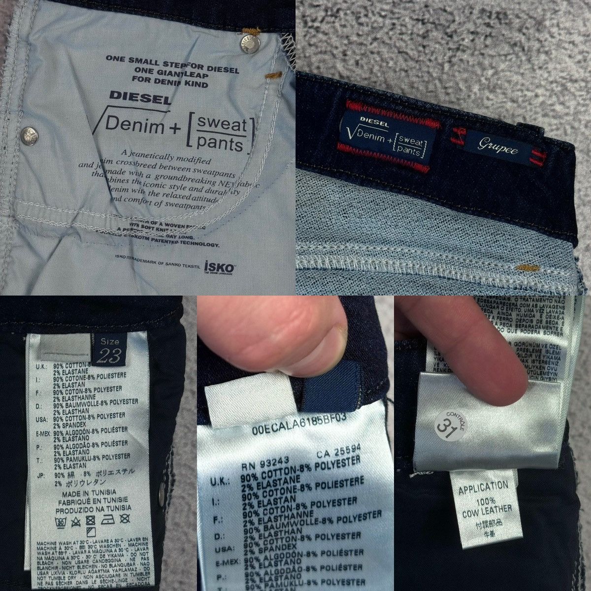 Diesel DIESEL Grupee 00S1EF Denim Sweat Pants Skinny Jogg Jeans Size 23" - 21 Thumbnail