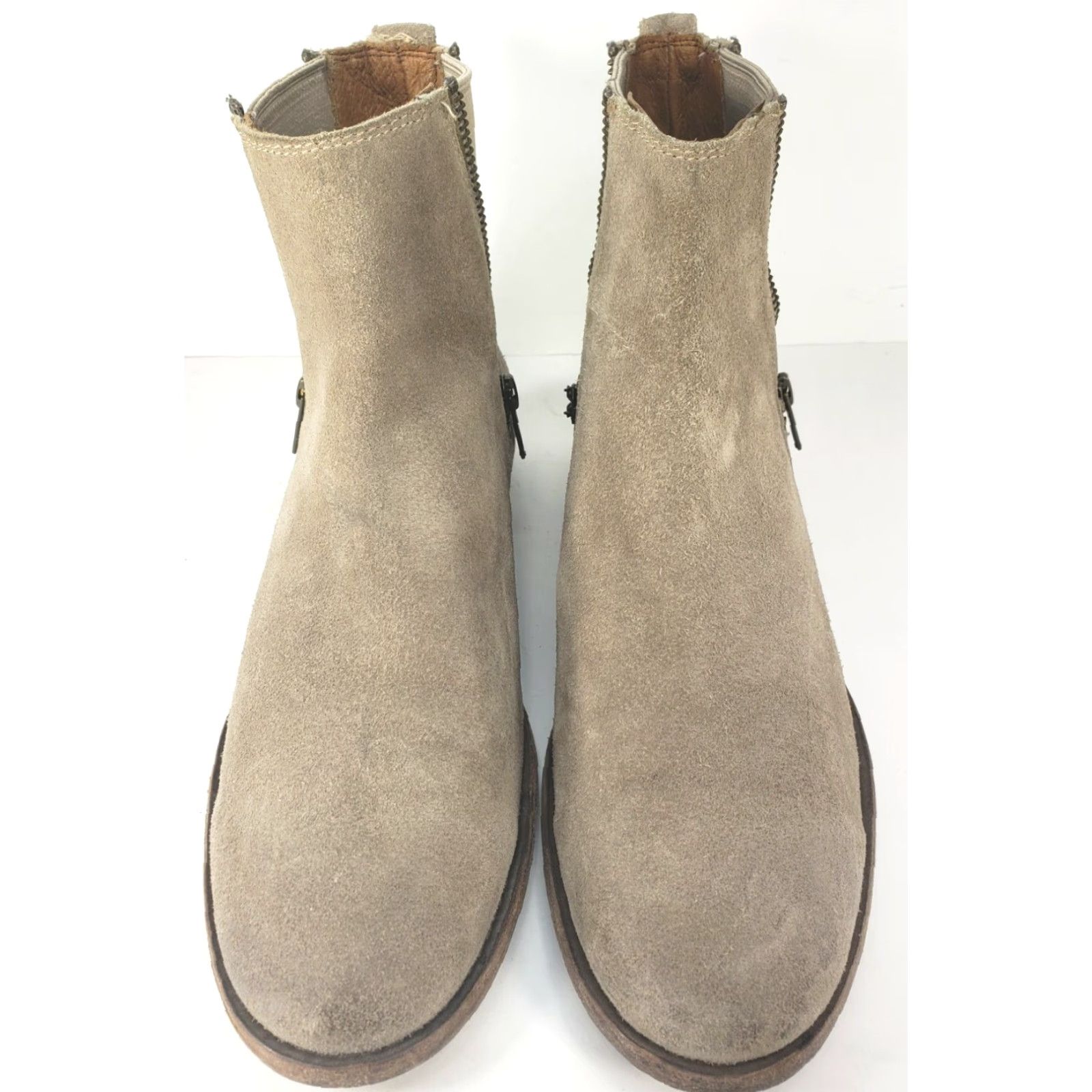 Frye Frye Carly Ankle Boots Zip 9.5M Beige Taupe Grey Leather Women's Boots Mens? Size US 10 / IT 40 - 3 Thumbnail