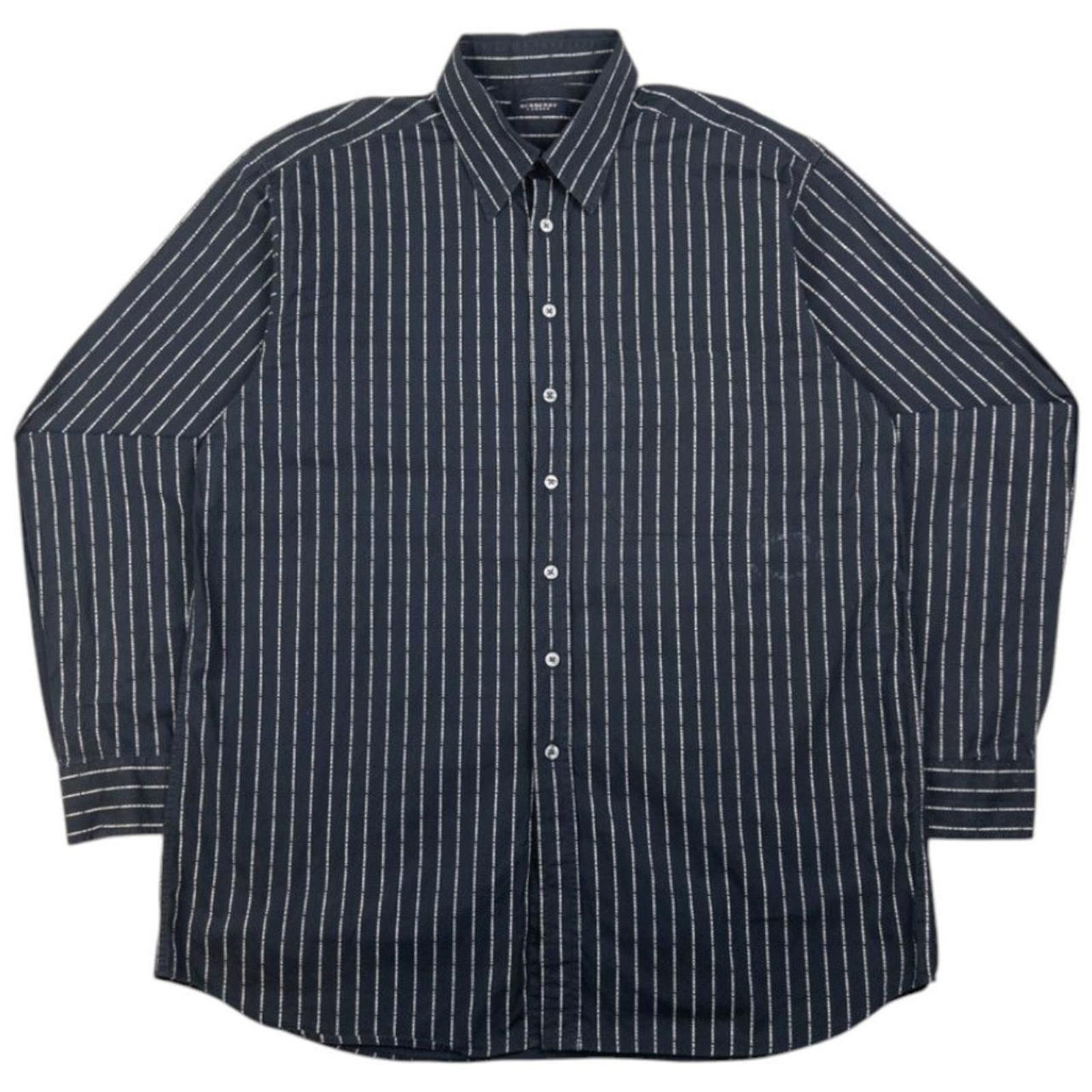 Burberry Vintage Burberry Text Stripe Long Sleeve Button Up Shirt L Size US L / EU 52-54 / 3 - 1 Thumbnail
