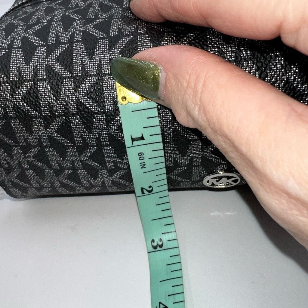 Michael Kors Michael Kors Black and Silver MD Travel Case with Snakeskin Embossed Leather on bottom and Handle Size ONE SIZE - 9 Thumbnail