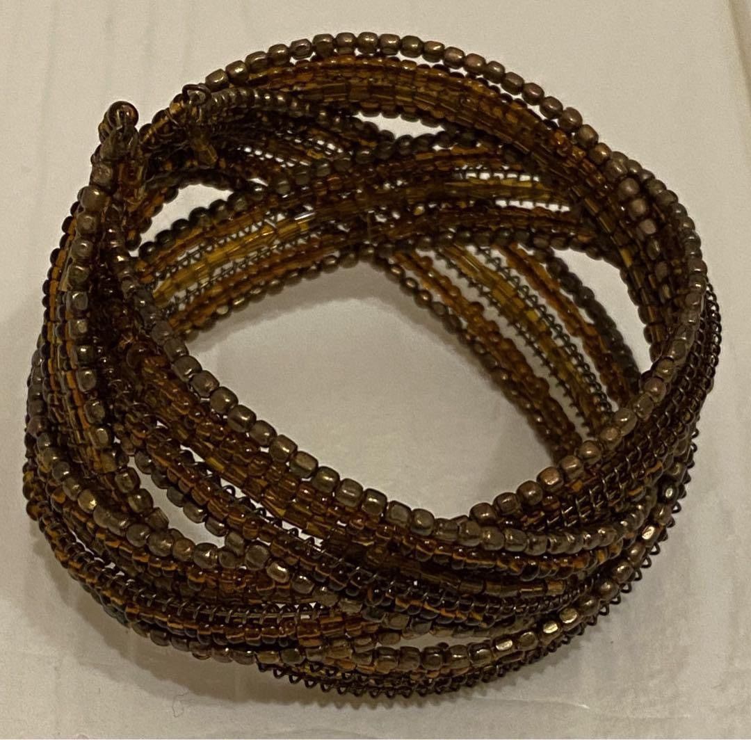 GOA Goa beaded bangle cuff ethnic bohemian brown vintage finish Size ONE SIZE - 2 Thumbnail