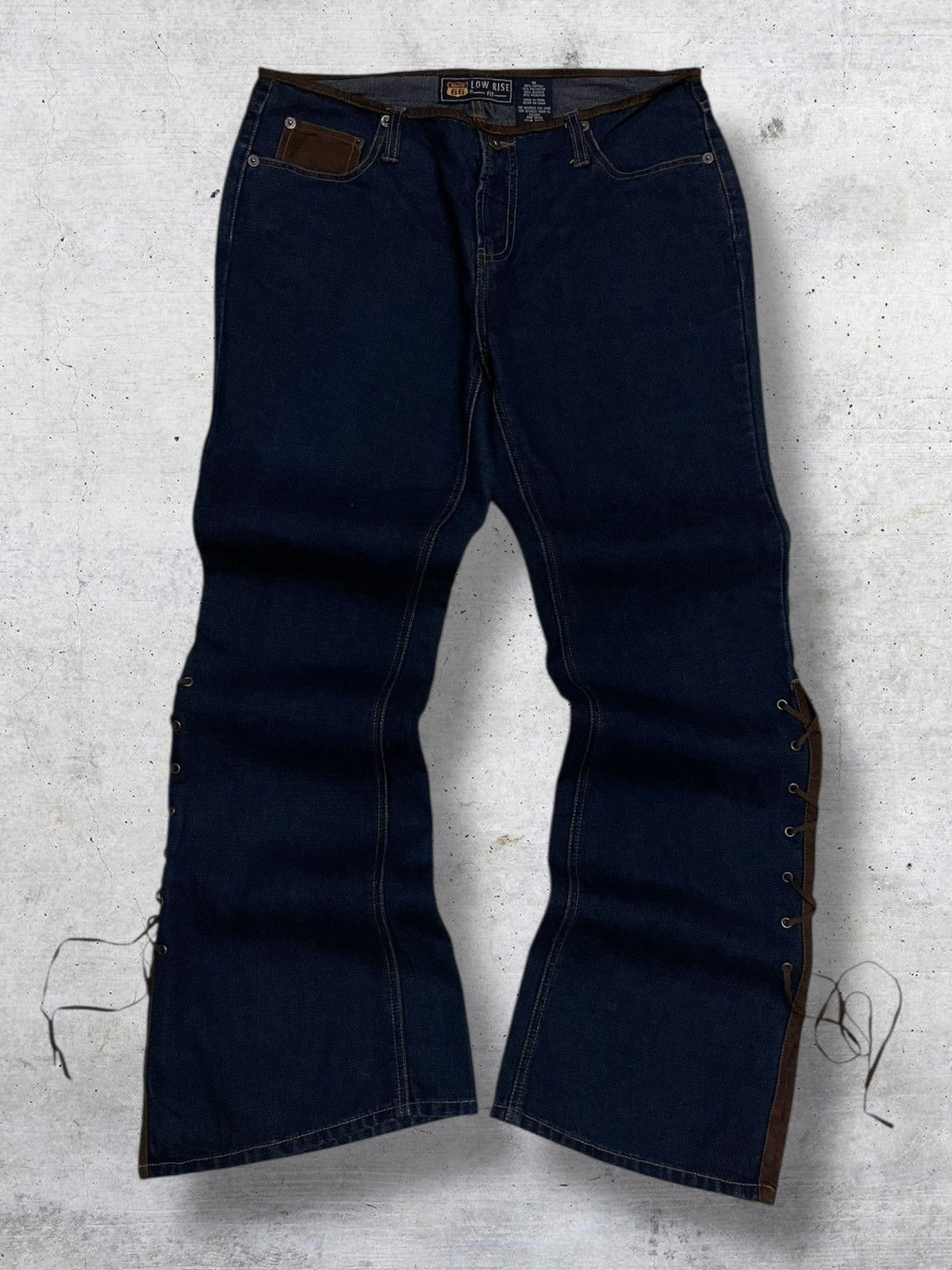 Tornado Mart VINTAGE ROUTE 66 RARE DESIGNER FLARED LACE UP COWBOY DENIM Size US 32 / EU 48 - 1 Thumbnail