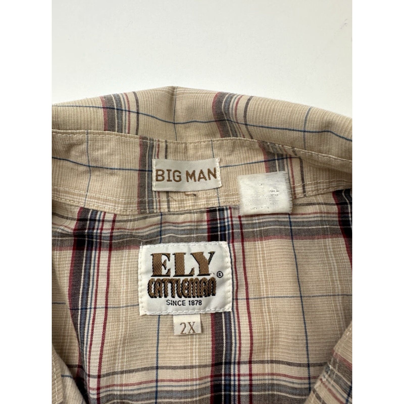 Vintage Fly Cattleman Shirt Mens 2XL Big Brown Plaid Pearl Snap Short Sleeve Casual Button-Up Big & Tall Mens Size US XXL / EU 58 / 5 - 4 Thumbnail