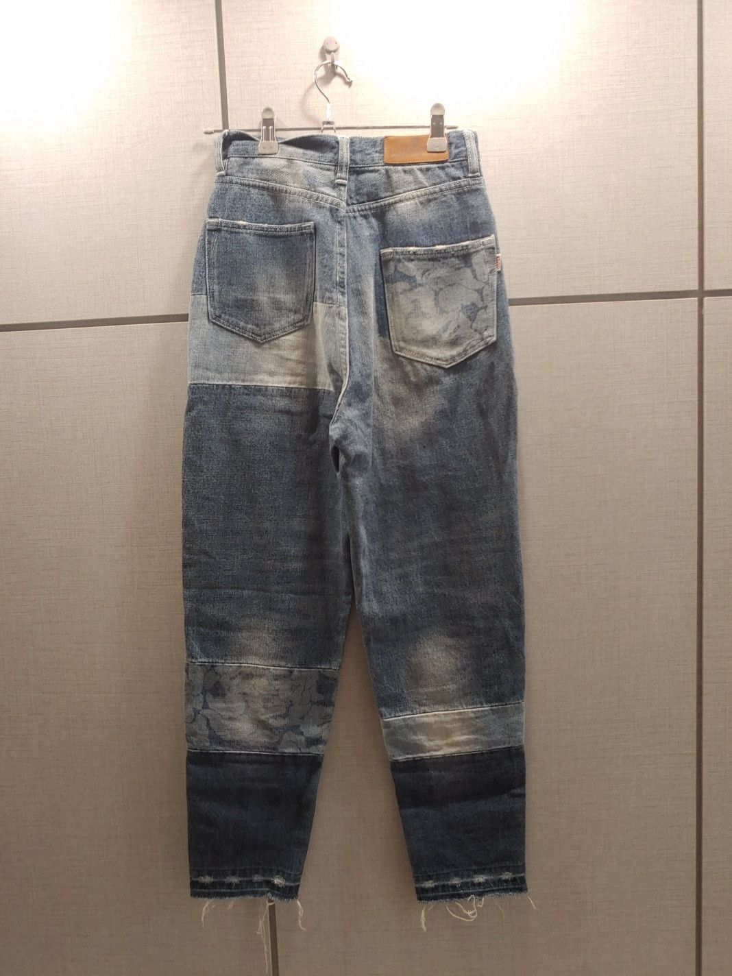 Bape [XXS] BAPE Camo Patchwork Leather Tab Denim Pants - Women's Size 24" / US 00 / IT 34 - 2 Thumbnail