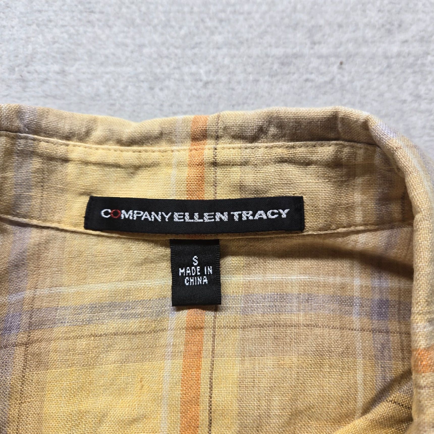 Ellen Tracy VINTAGE Ellen Tracy Women's Yellow Long Sleeve Button-Down Shirt Small Cotton Fall Office Wear Size S / US 4 / IT 40 - 3 Thumbnail