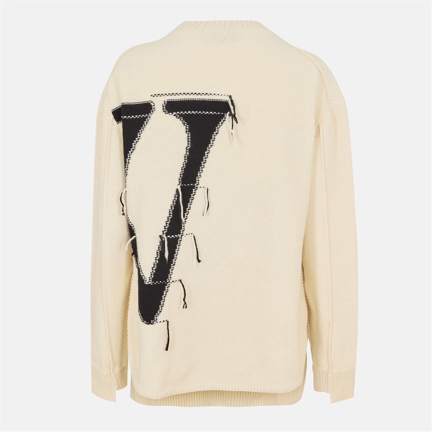 Off-White o1g2r1mq0226 Crew Sweater In Cream Size US L / EU 52-54 / 3 - 2 Thumbnail