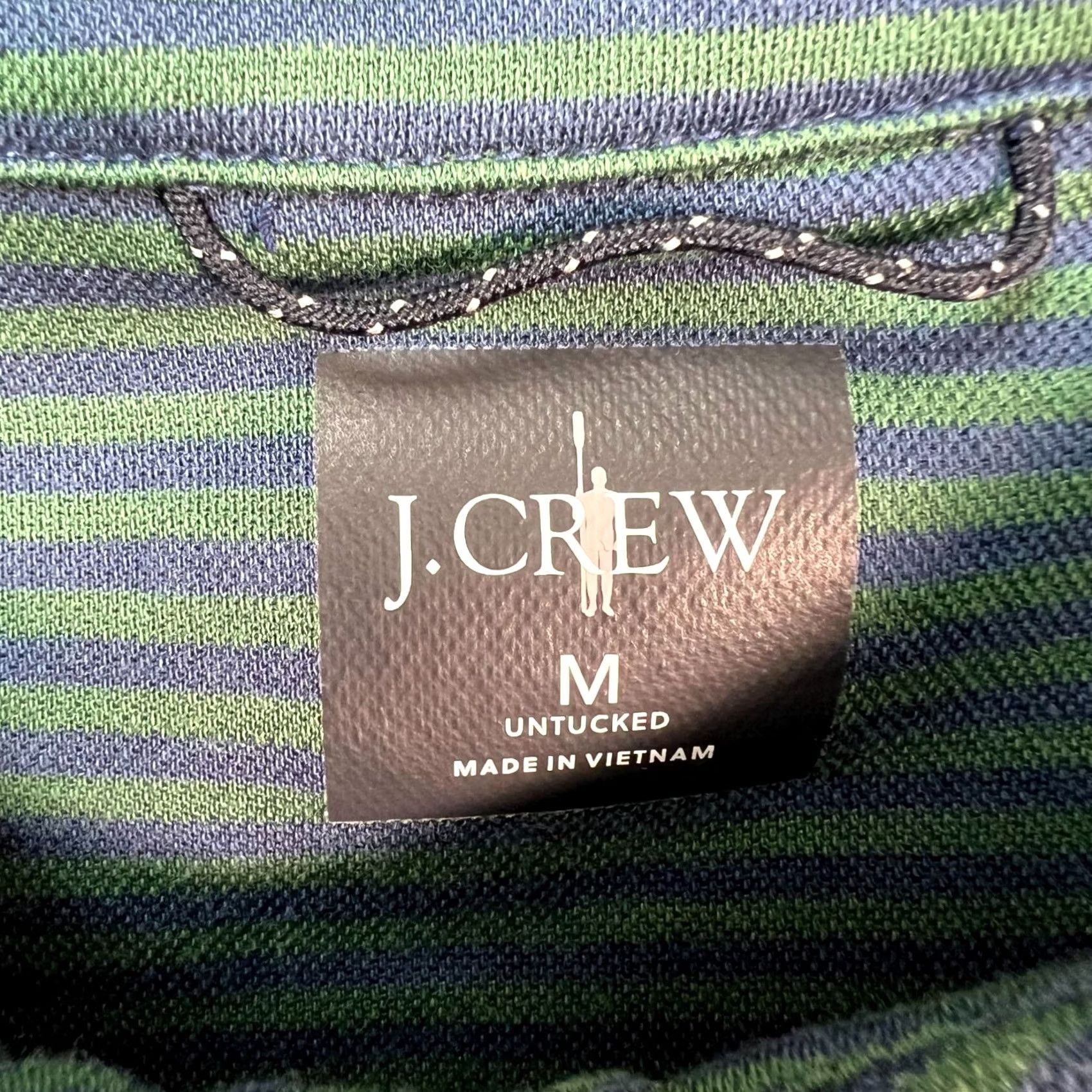 J.Crew J.Crew Mens Medium Coolmax Green & Blue Striped Polo Shirt - Size Size US M / EU 48-50 / 2 - 3 Thumbnail