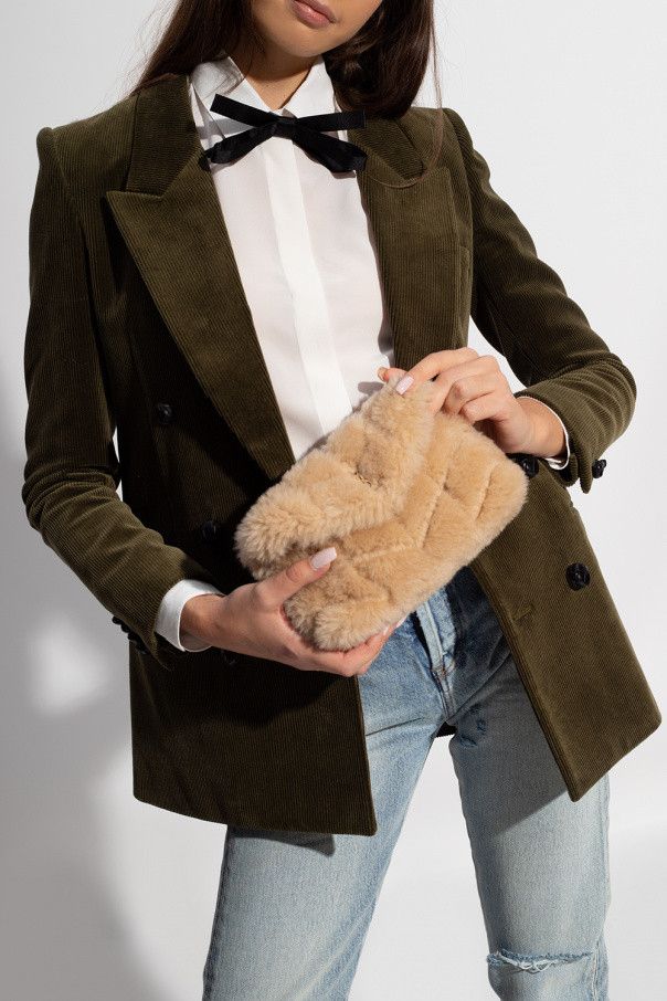 Saint Laurent Paris o1b1hav111224 Size: OS / Small Pouch Quilted Shearling Beige Size ONE SIZE - 2 Thumbnail