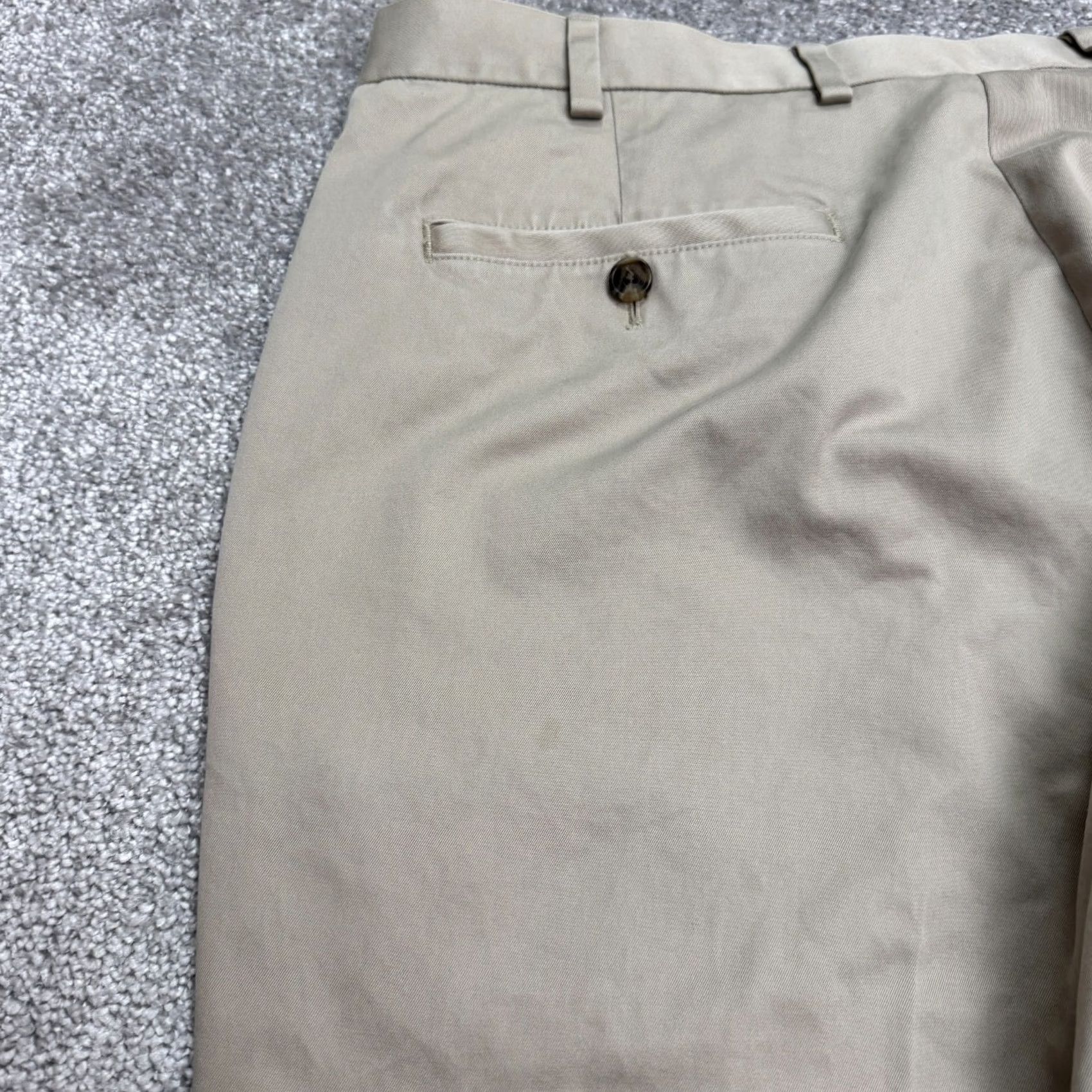 Lacoste Brooks Brothers Chino Pants Mens 38x30 Cotton Tan Modern Regular Straight Slant Pocket Modern Beltloop 38 in inseam Size US 38 / EU 54 - 3 Thumbnail