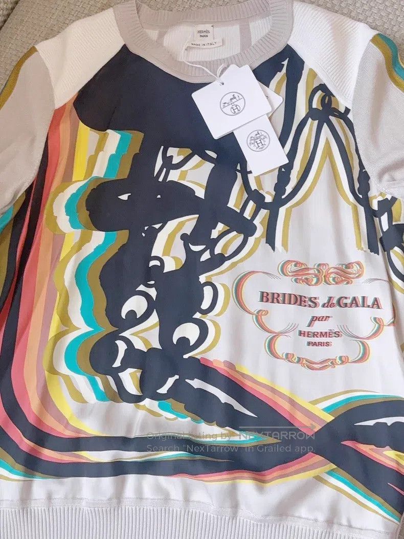 Hermes Hermes Yellow knit twillaine art pattern pullover Size XS / US 0-2 / IT 36-38 - 6 Thumbnail
