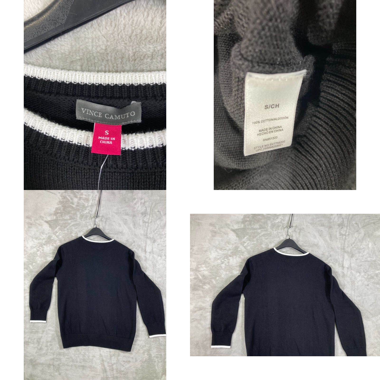 Vince Camuto Vince Camuto Pullover Sweater Womens Small Black Cotton Game Day Crew Neck NWT Long Sleeve Womens Size S / US 4 / IT 40 - 8 Thumbnail