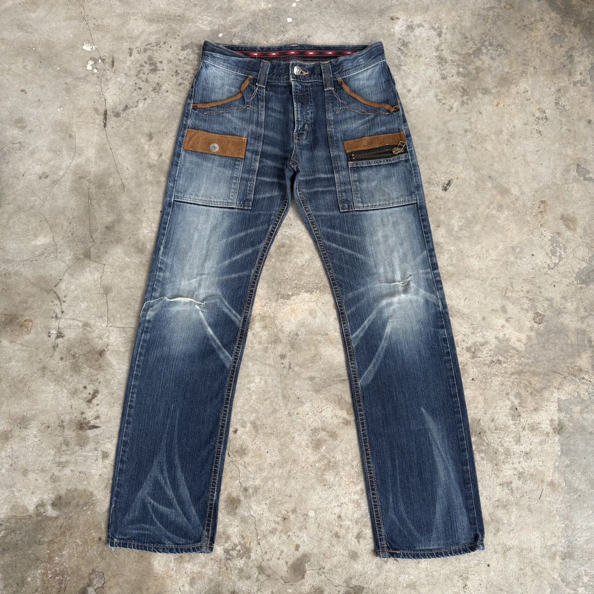 Edwin W34x33.5 Vintage Edwin Bush Pants Faded Ripped Denim Jean Size US 34 / EU 50 - 1 Thumbnail