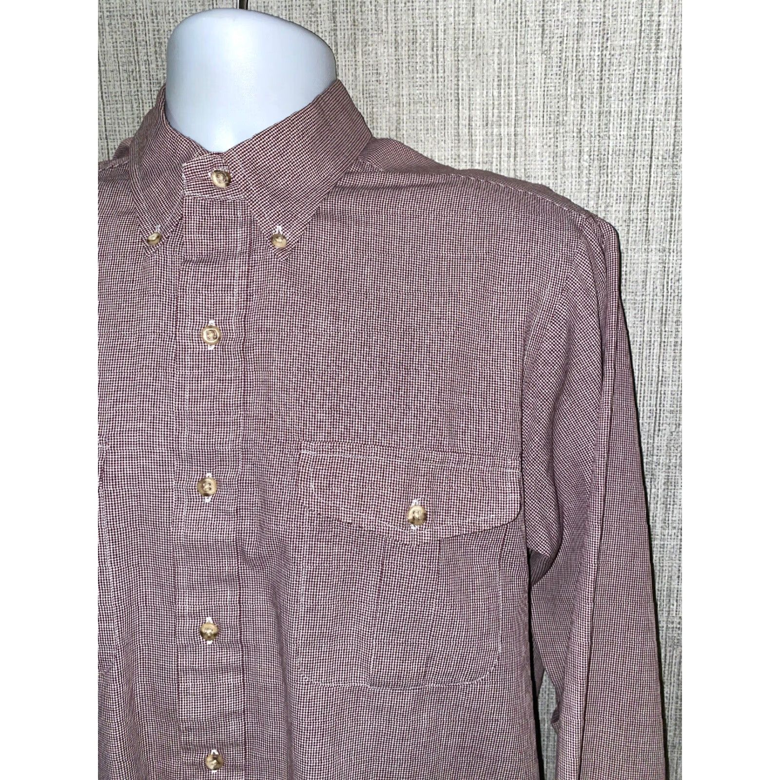 Gant VINTAGE GANT Huntersfield Check Shirt Mens Long Sleeve Button-Up Size L Dark Red/White Checkered Casual Shirt Mens Size US L / EU 52-54 / 3 - 2 Thumbnail