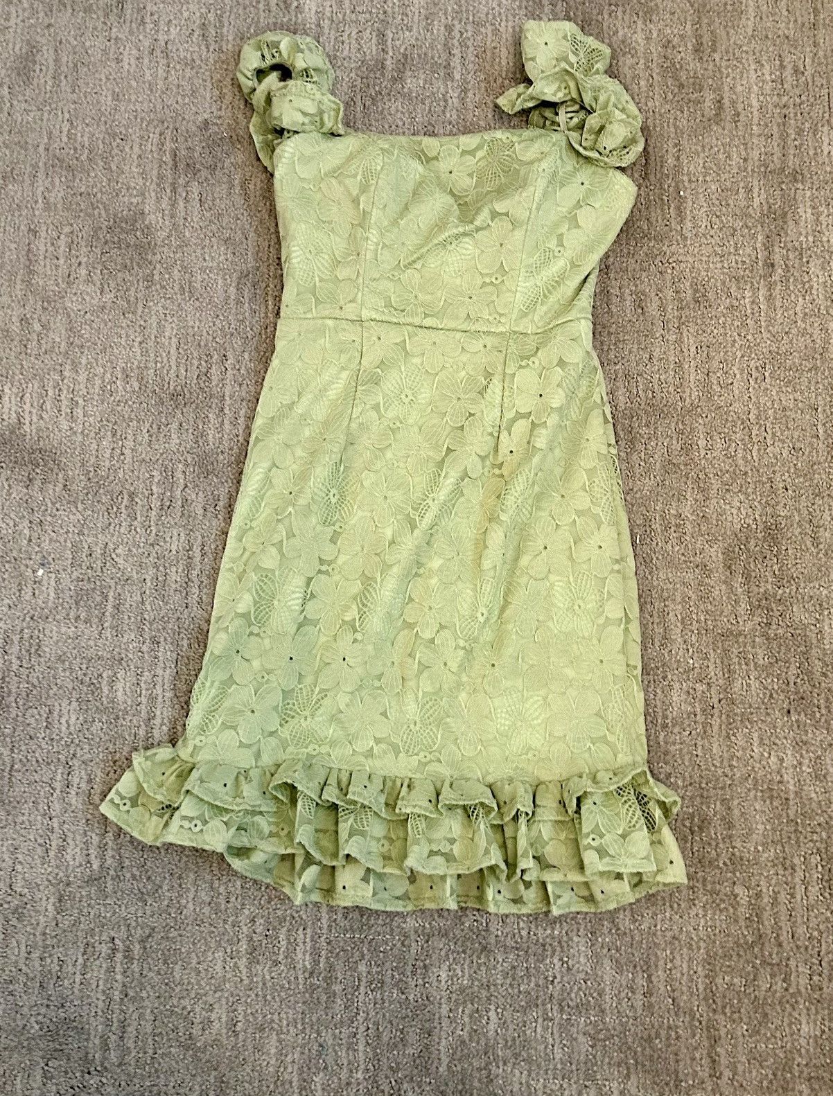 Vintage Selfie Leslie green flower mini dress Size S / US 4 / IT 40 - 2 Thumbnail
