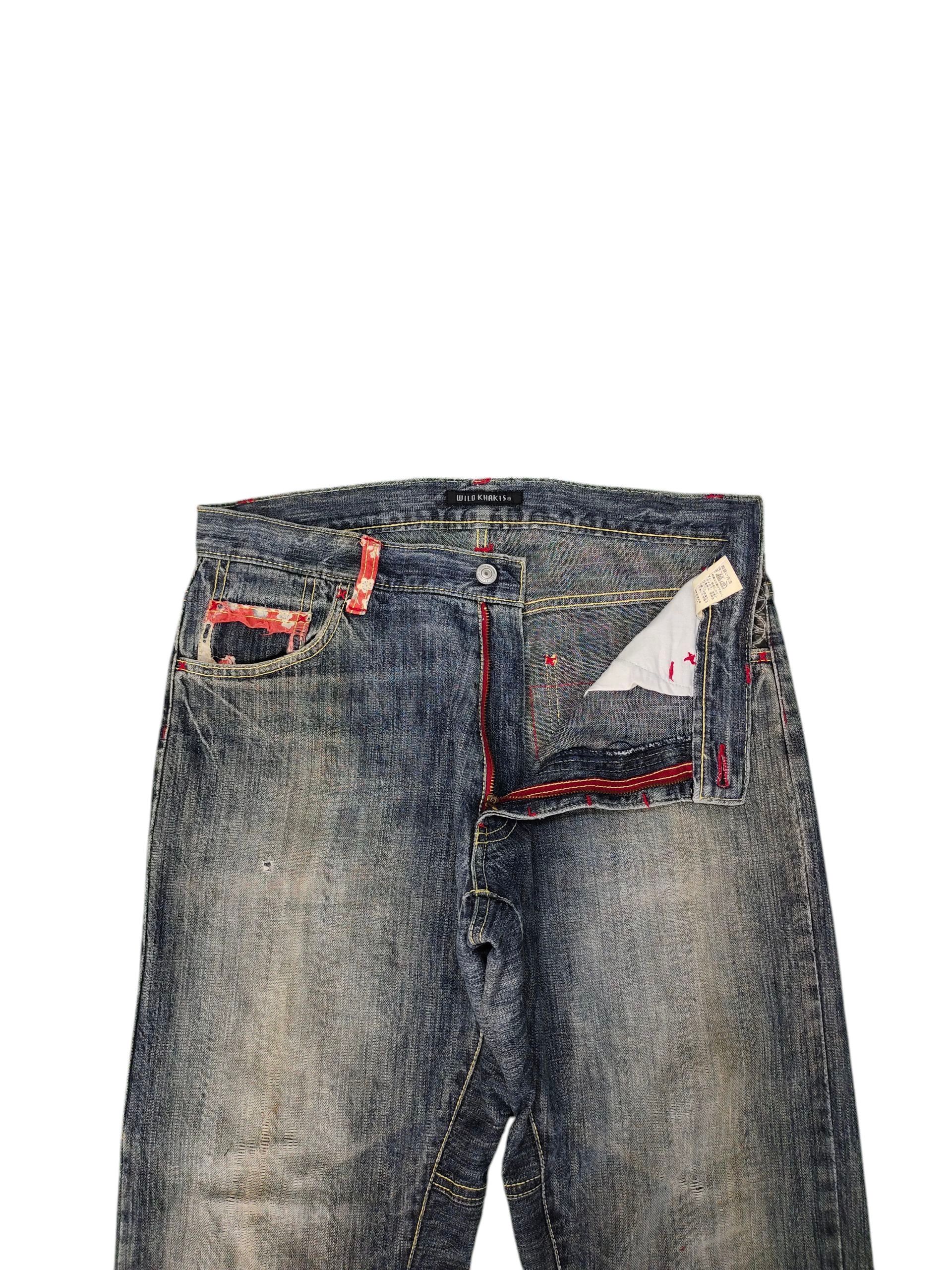 Karakuri Tamashii Vintage Wild Khakis Crossed Circle Japanese Distress Jeans Size US 34 / EU 50 - 9 Thumbnail