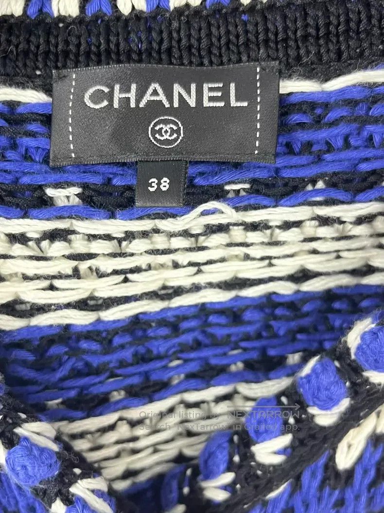 Chanel Chanel Blue and white striped knitted cardigan coat Size XS / US 0-2 / IT 36-38 - 4 Thumbnail