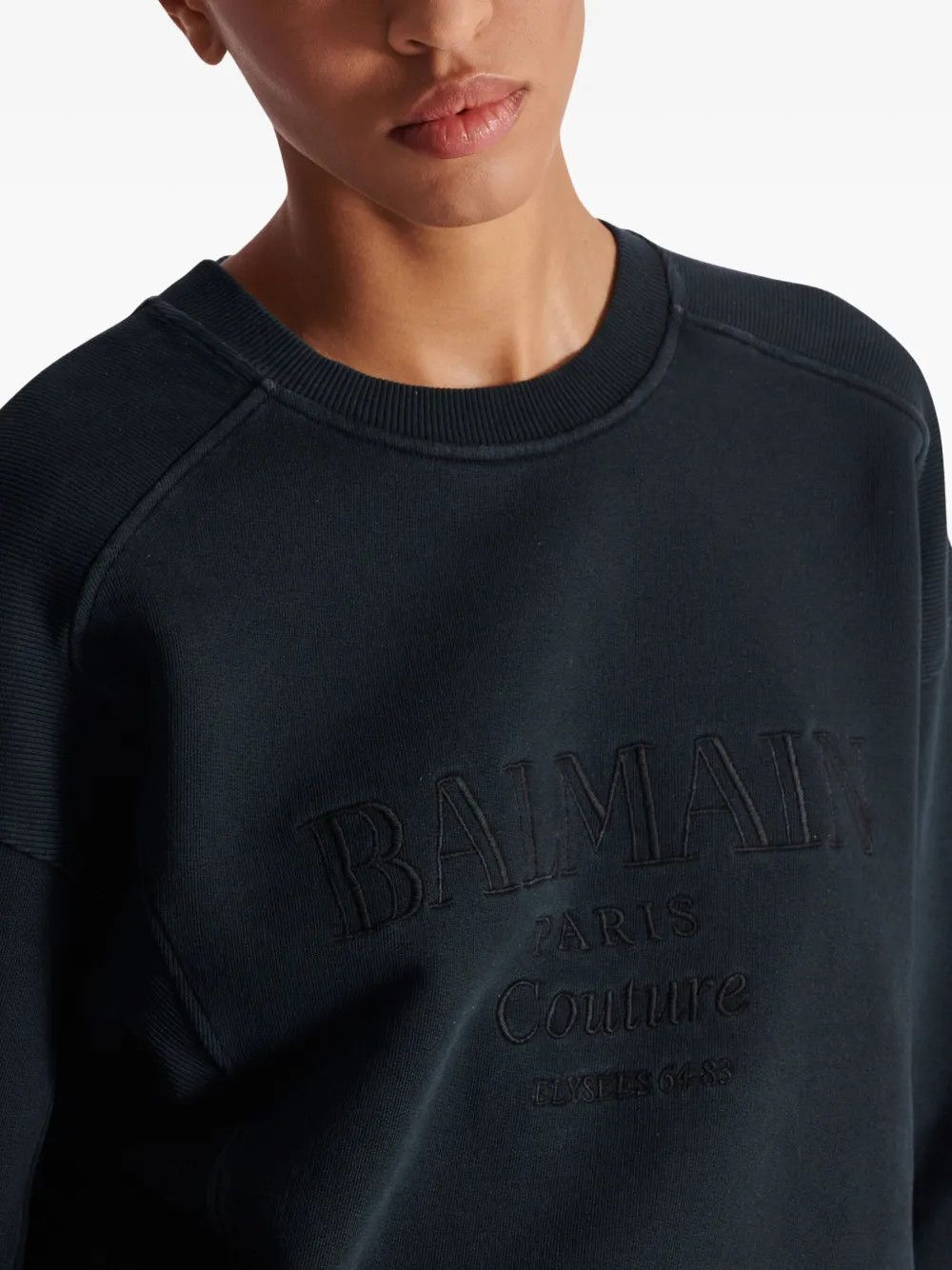 Balmain o1s1wg111225 Logo-Embroidered Sweatshirt in Dark Grey Size M / US 6-8 / IT 42-44 - 6 Thumbnail