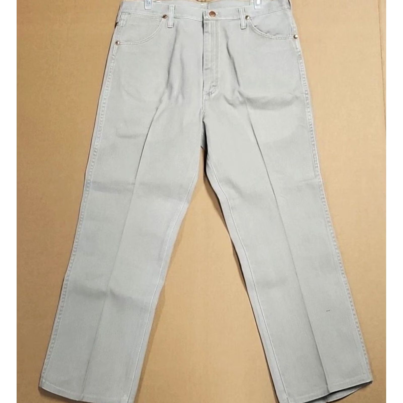 Wrangler VINTAGE Wrangler 936R Cowboy Cut Jeans 36x38 USA Made Light Wash Western Jeans Mens Regular 36x38 Beige/Tan Cotton Denim Straight Baggy? Size US 36 / EU 52 - 5 Thumbnail