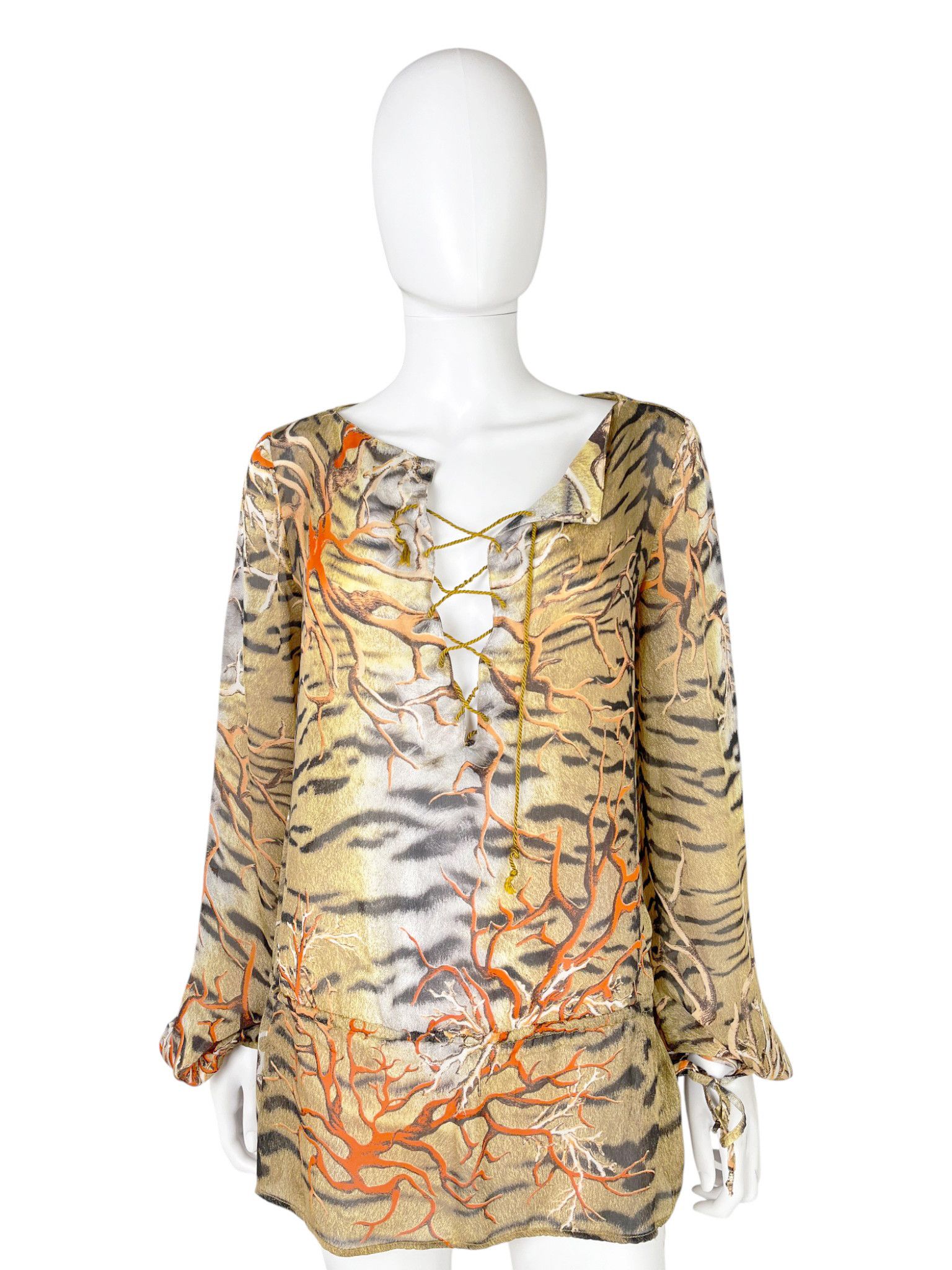 Roberto Cavalli S/S 2005 Bondage Leopard Coral Top