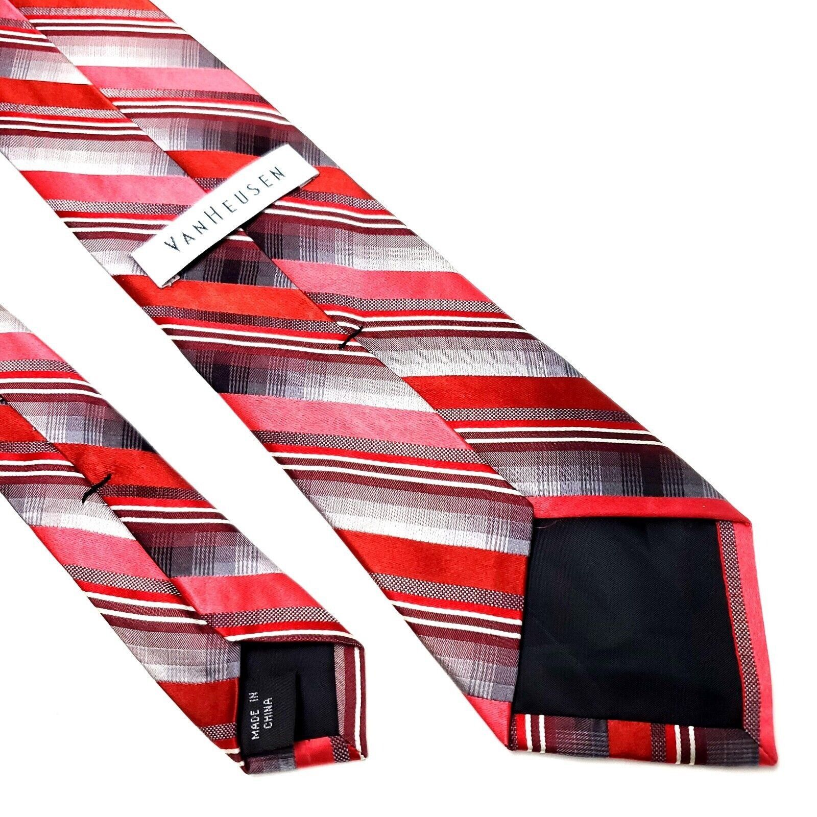 Van Heusen Van Heusen Silk Tie Red Striped Woven Size ONE SIZE - 5 Thumbnail