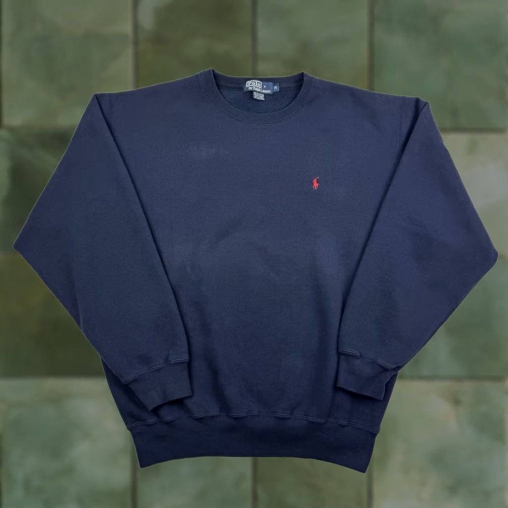 Polo Ralph Lauren VINTAGE Polo Ralph Lauren Sweatshirt Men's Adult Medium Crewneck Blue 90s Preppy Designer Pullover Crew Neck Solid Fashion Size US M / EU 48-50 / 2 - 1 Thumbnail